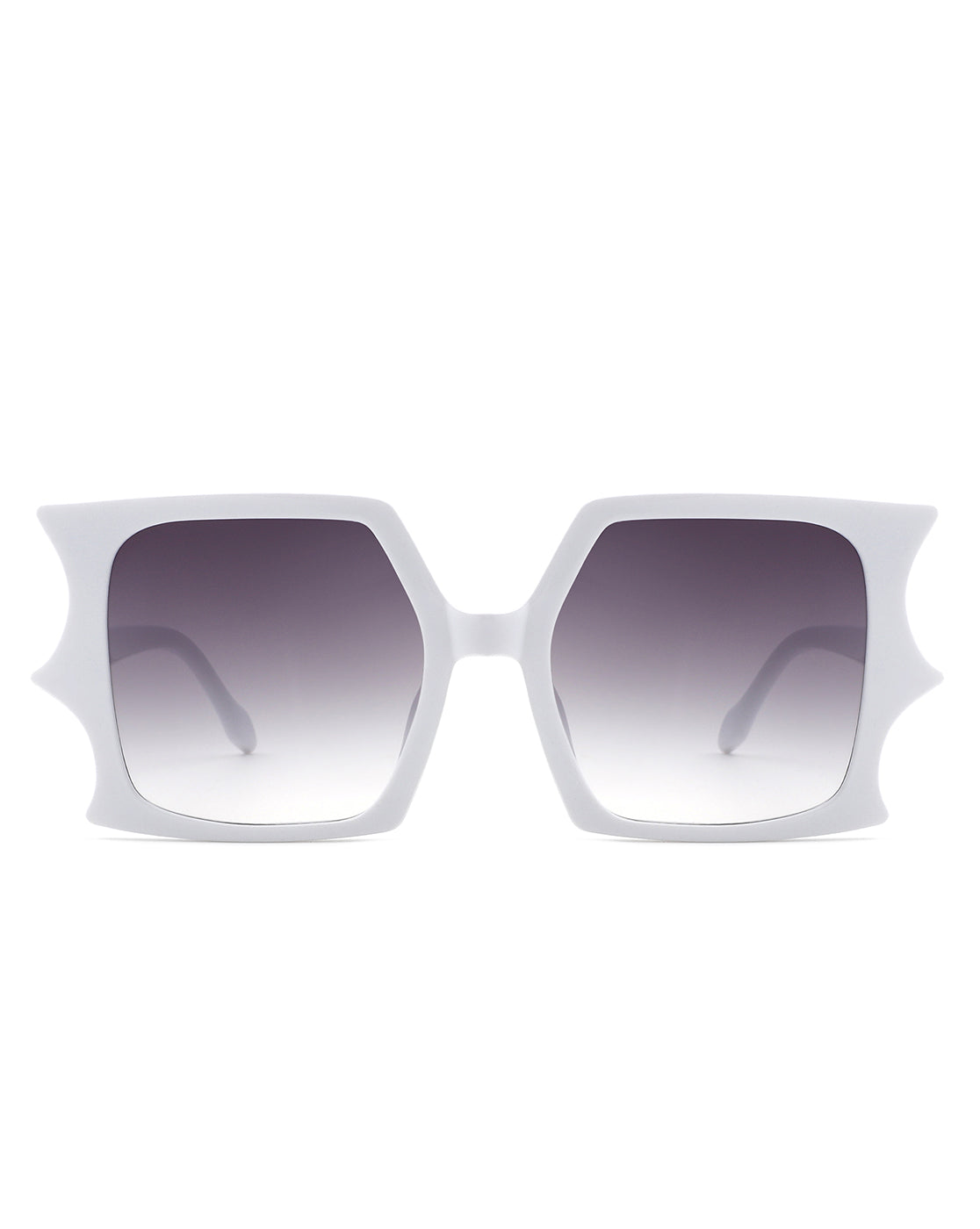 Cramilo Flat Top Bat Wing Irregular Sunglasses featuring a unique bat wing design with a flat top browline, lightweight plastic frames, and polycarbonate lenses.