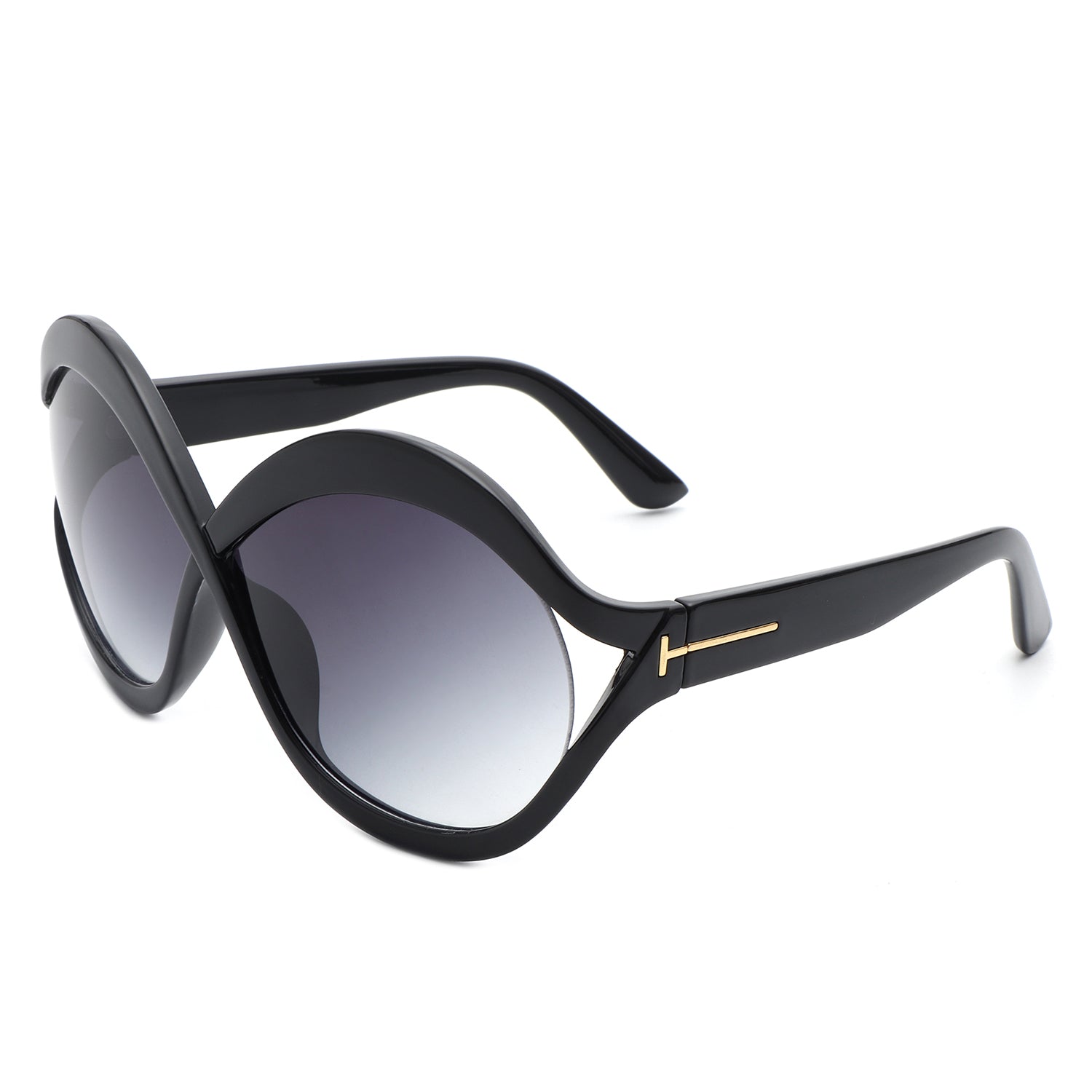 Sylvar Oversize Chic Oval Fashion Women Round Sunglasses with a stylish oversized design, featuring a plastic frame and PC lenses.