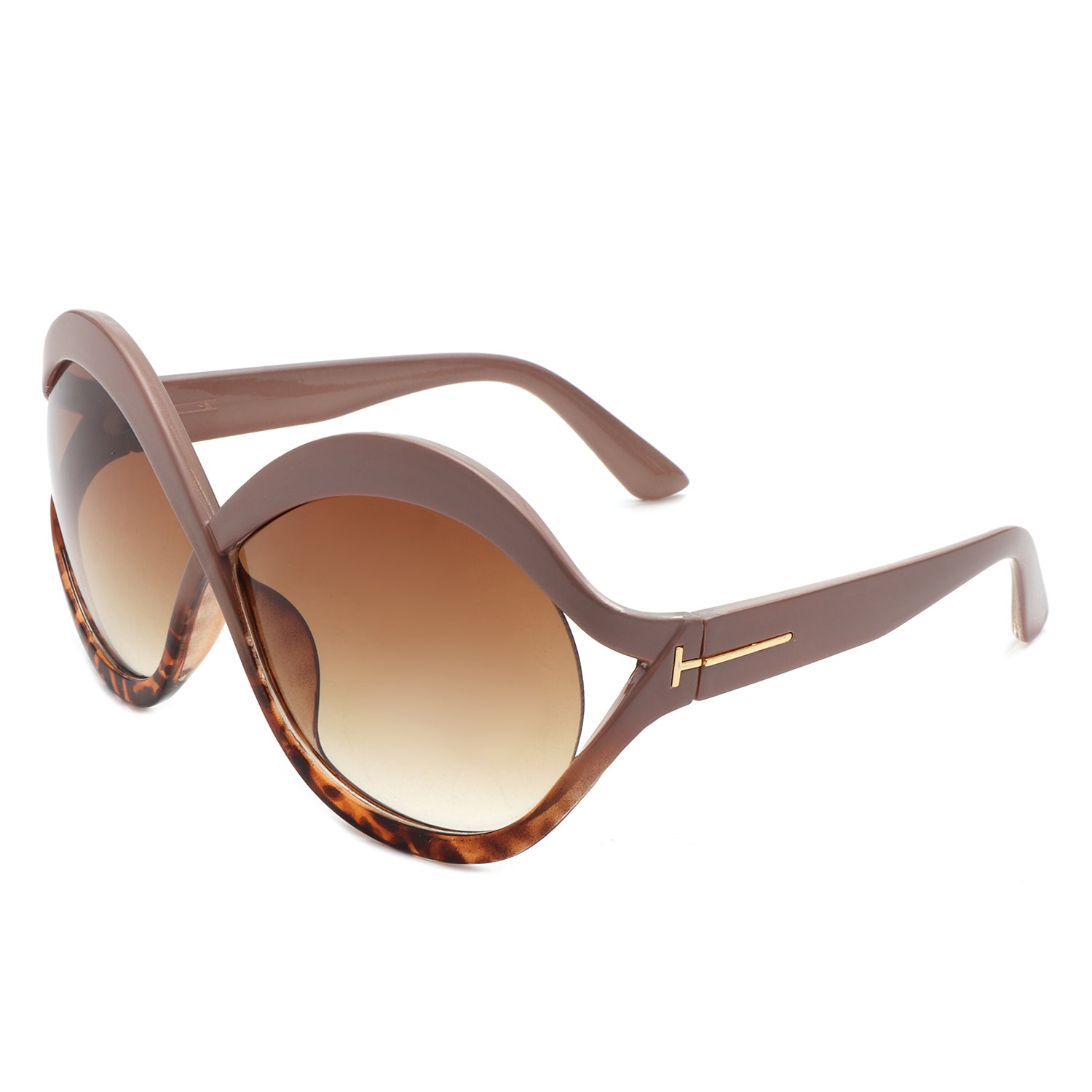 Sylvar Oversize Chic Oval Fashion Women Round Sunglasses with a stylish oversized design, featuring a plastic frame and PC lenses.