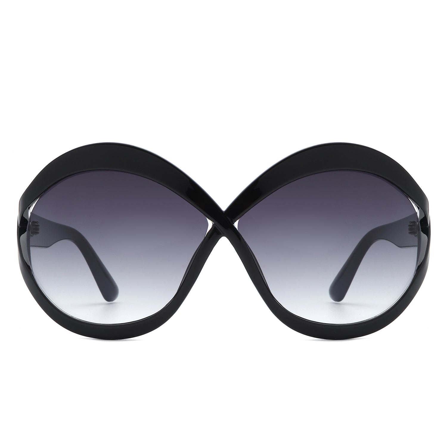 Sylvar Oversize Chic Oval Fashion Women Round Sunglasses with a stylish oversized design, featuring a plastic frame and PC lenses.