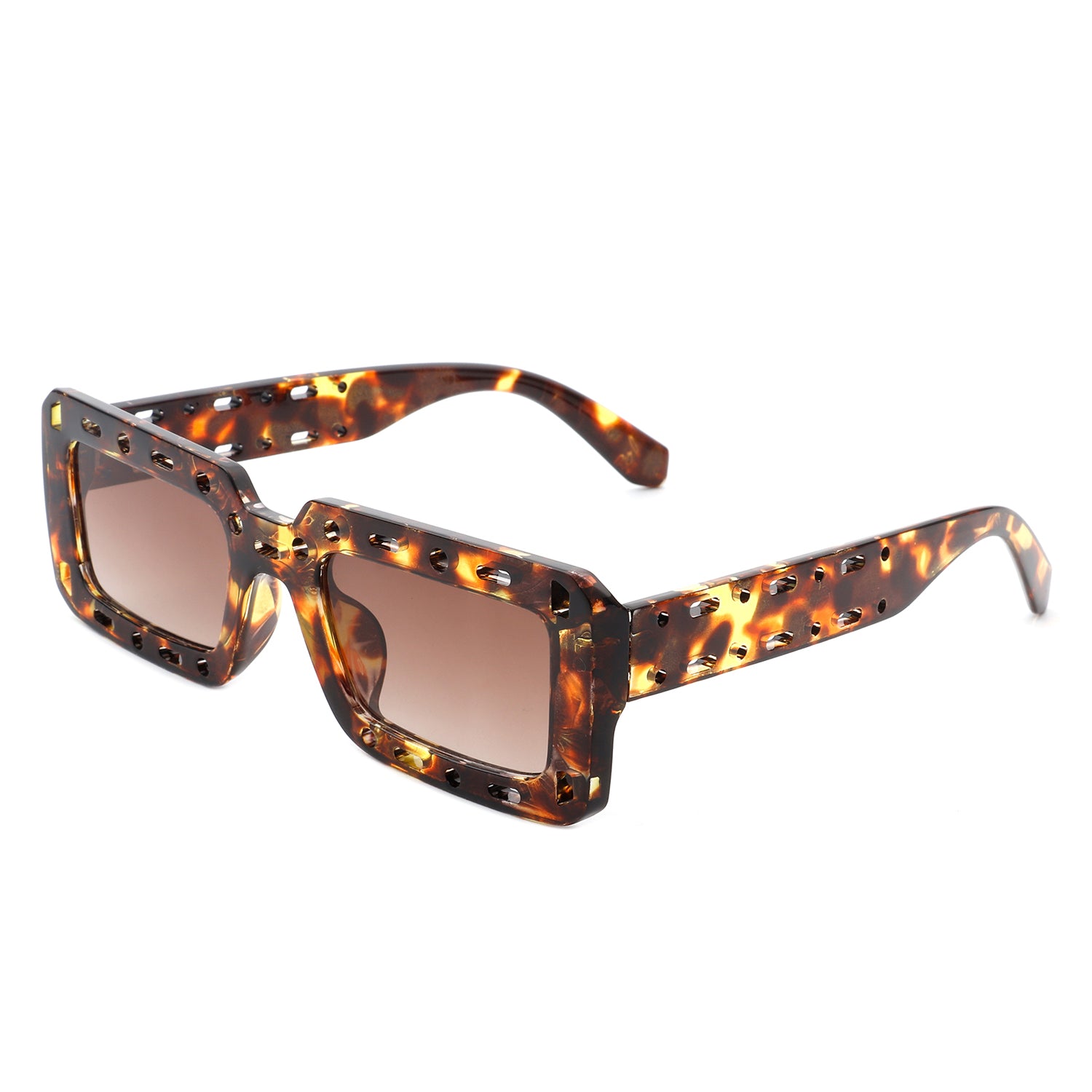 Undynite Rectangle Irregular Frame Retro Fashion Square Sunglasses with a stylish design and UV protection.