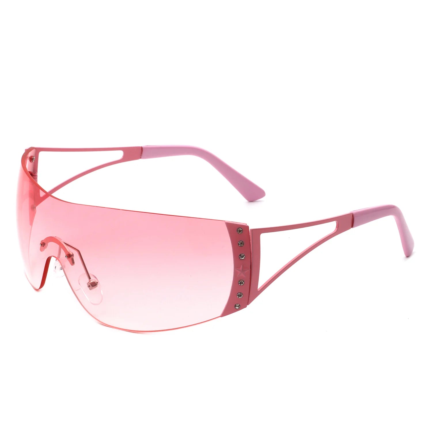 Vaeris Rimless Rectangle Chic Rhinestone Luxury Sunglasses featuring a stylish rimless design with rhinestone accents, perfect for fashion-forward individuals.