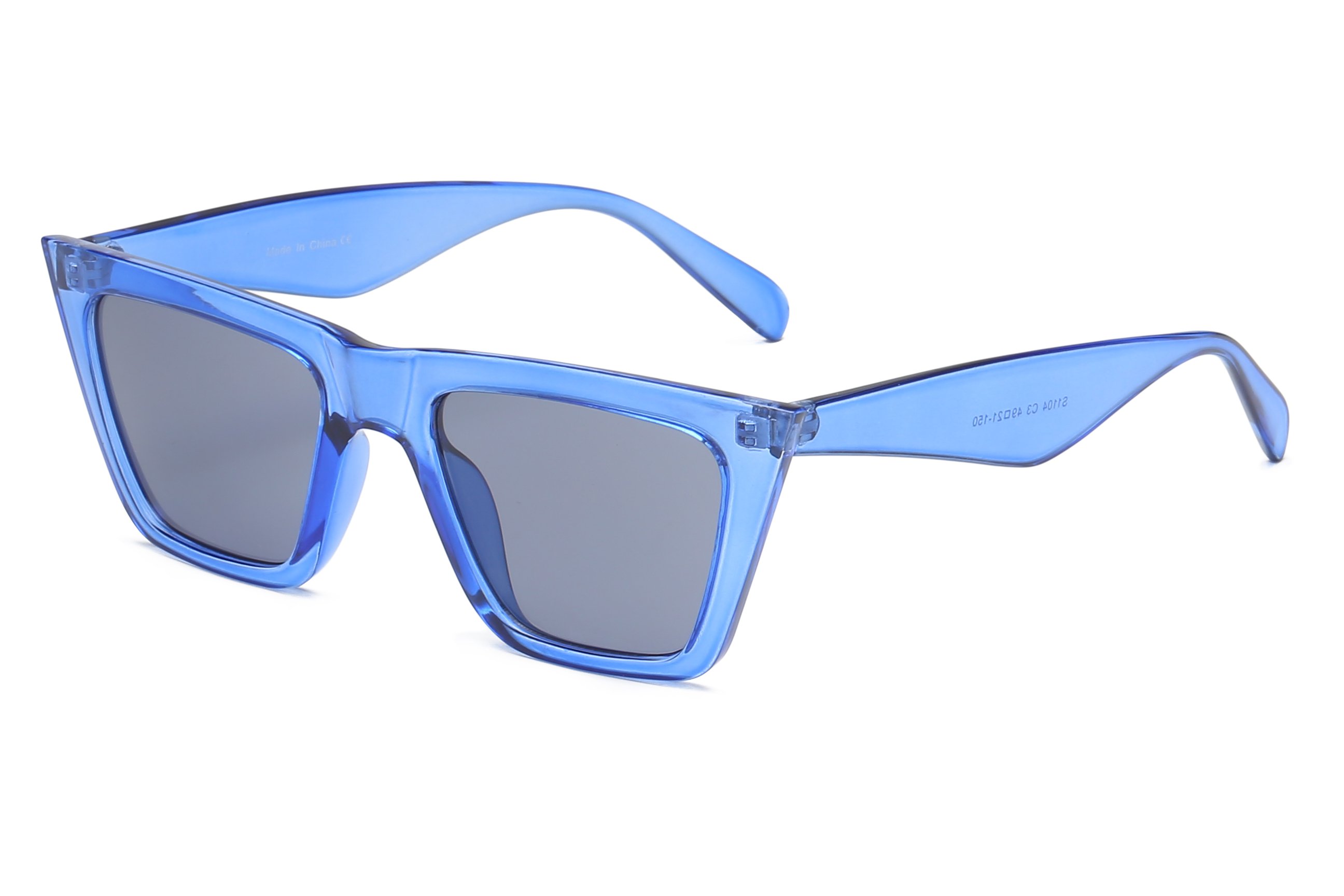 A pair of stylish Whitney sunglasses with a plastic frame and polycarbonate lenses, showcasing their sleek design and UV protection features.