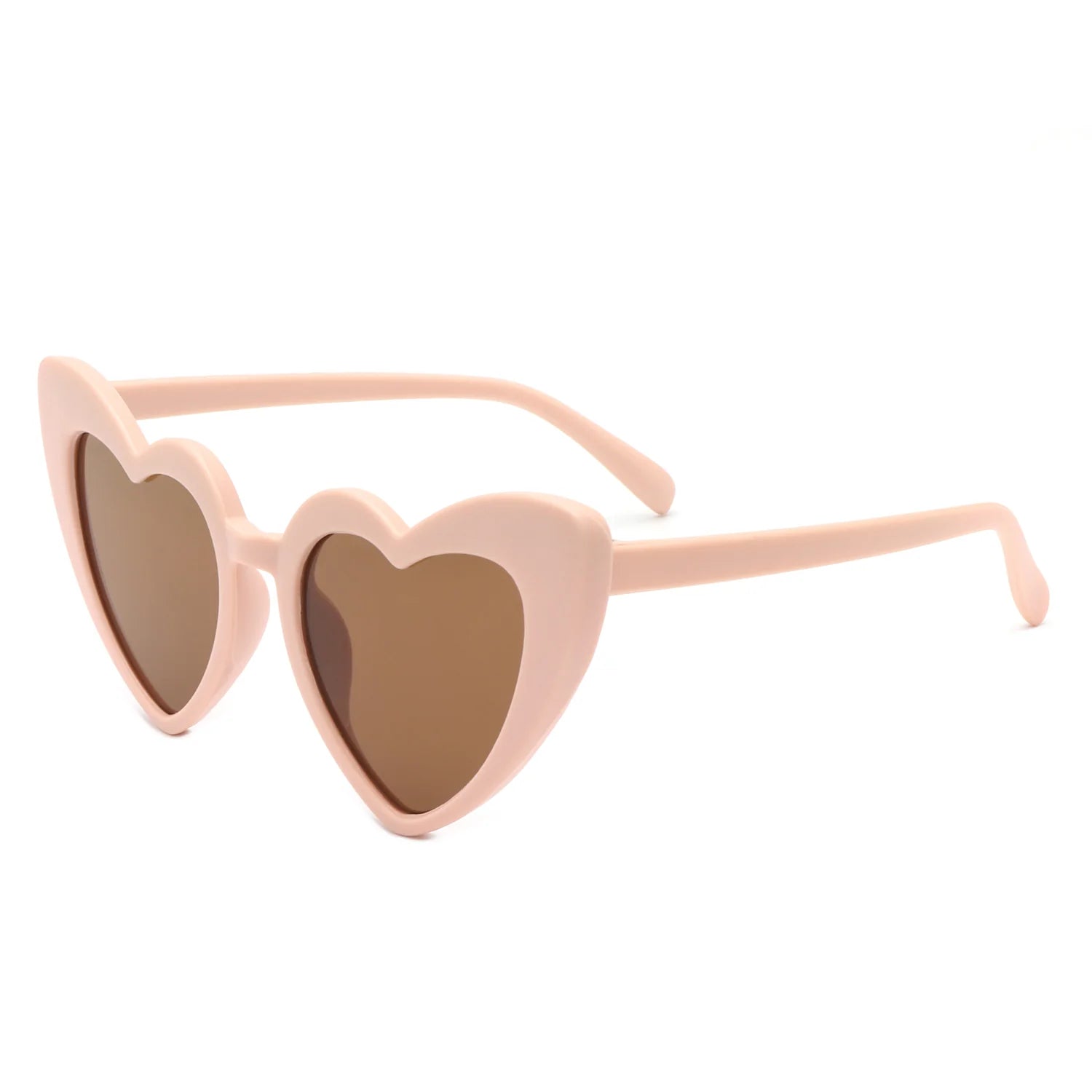 Wink Heart-Shaped Sunglasses for Kids featuring a playful design, lightweight plastic frames, and polycarbonate lenses for sun protection.