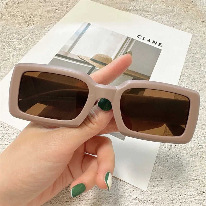 Women Small Rectangle Outdoor Travel Sunglasses with polycarbonate lenses, perfect for outdoor activities and stylish looks.