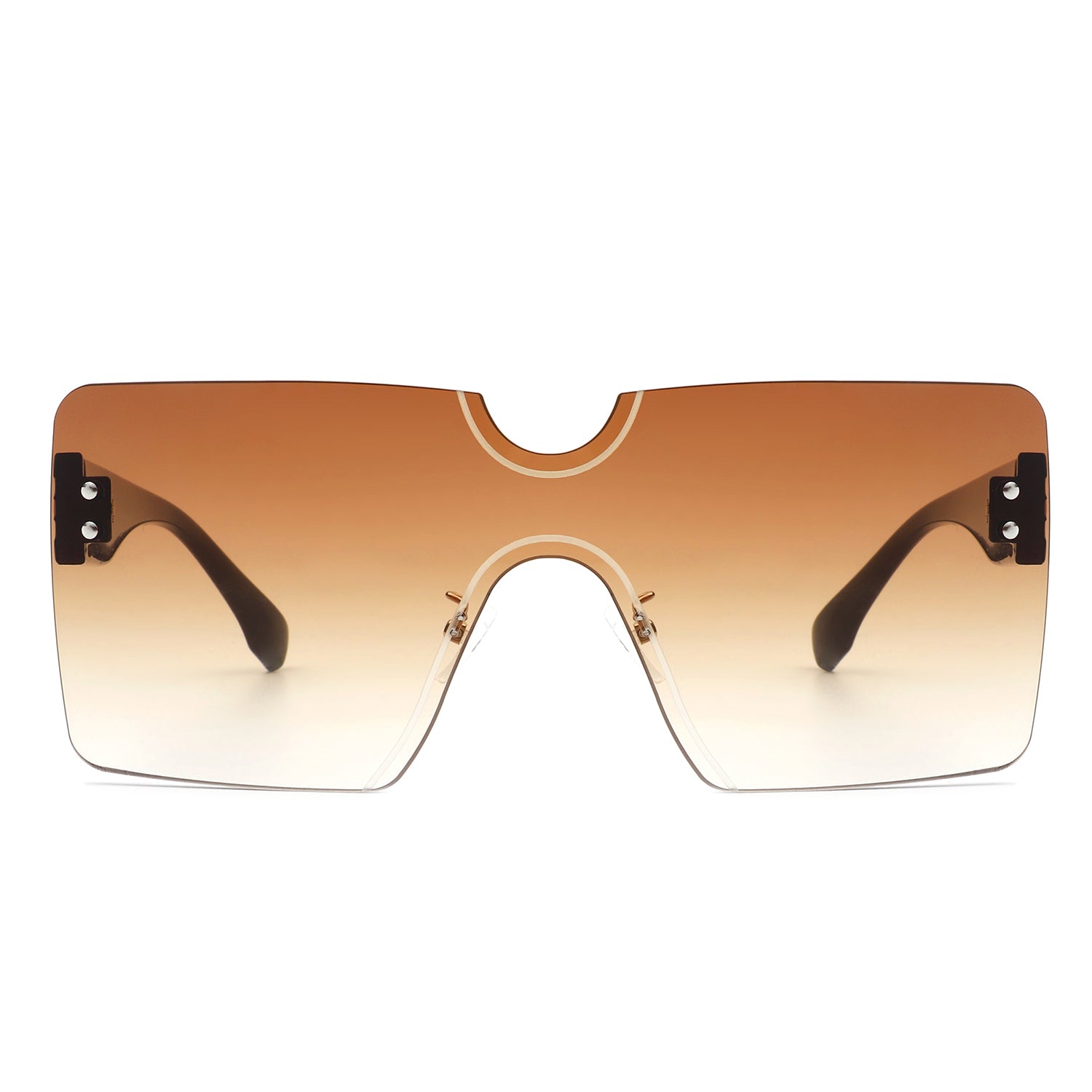 Yellowyx Square Rimless Oversize Flat Top Retro Frameless Sunglasses showcasing a stylish frameless design with large lenses.