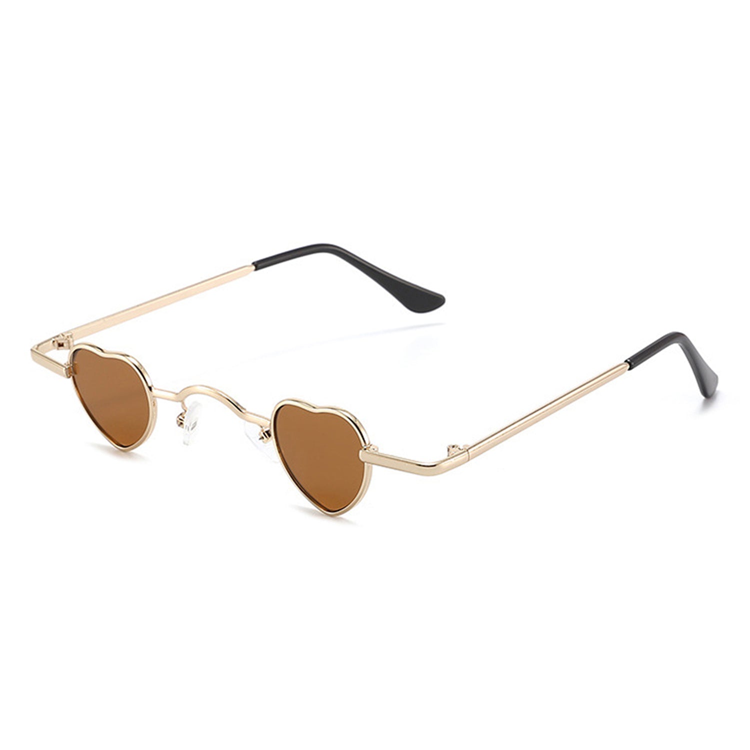 Zyral heart-shaped tinted mini sunglasses with a sleek metal frame and vibrant lenses, perfect for stylish sun protection.