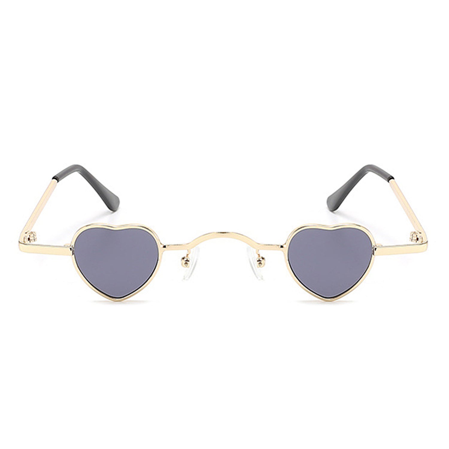 Zyral heart-shaped tinted mini sunglasses with a sleek metal frame and vibrant lenses, perfect for stylish sun protection.