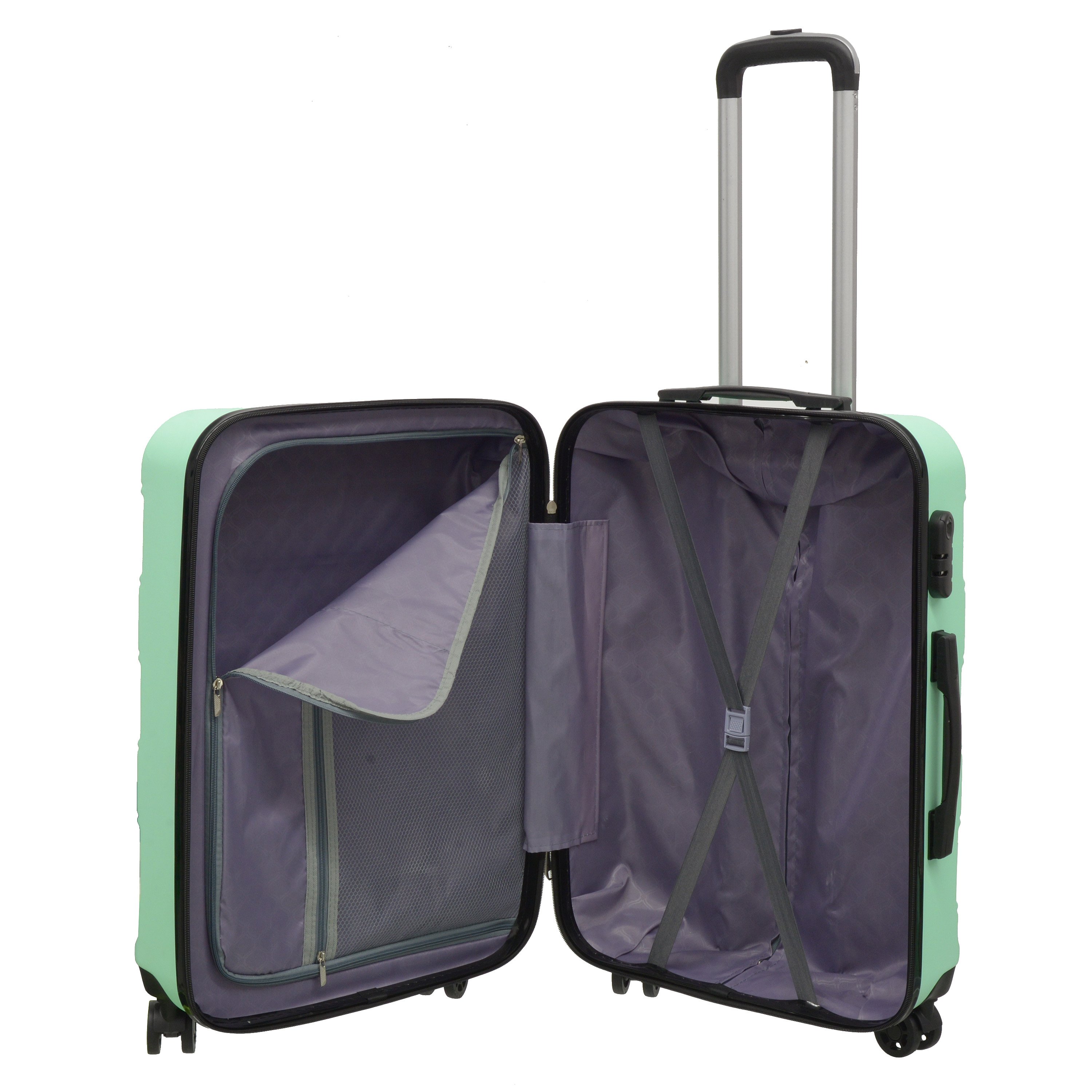 20-inch carry-on luggage from the Deco Collection in various colors, showcasing its stylish design and durable features.