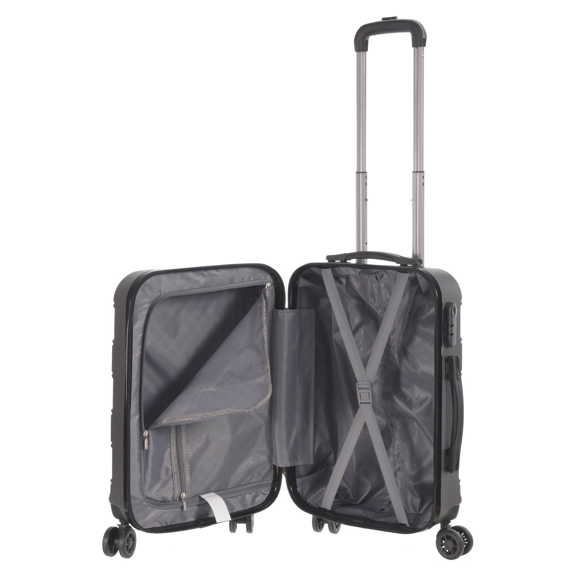 20-inch carry-on luggage from the Deco Collection in various colors, showcasing its stylish design and durable features.