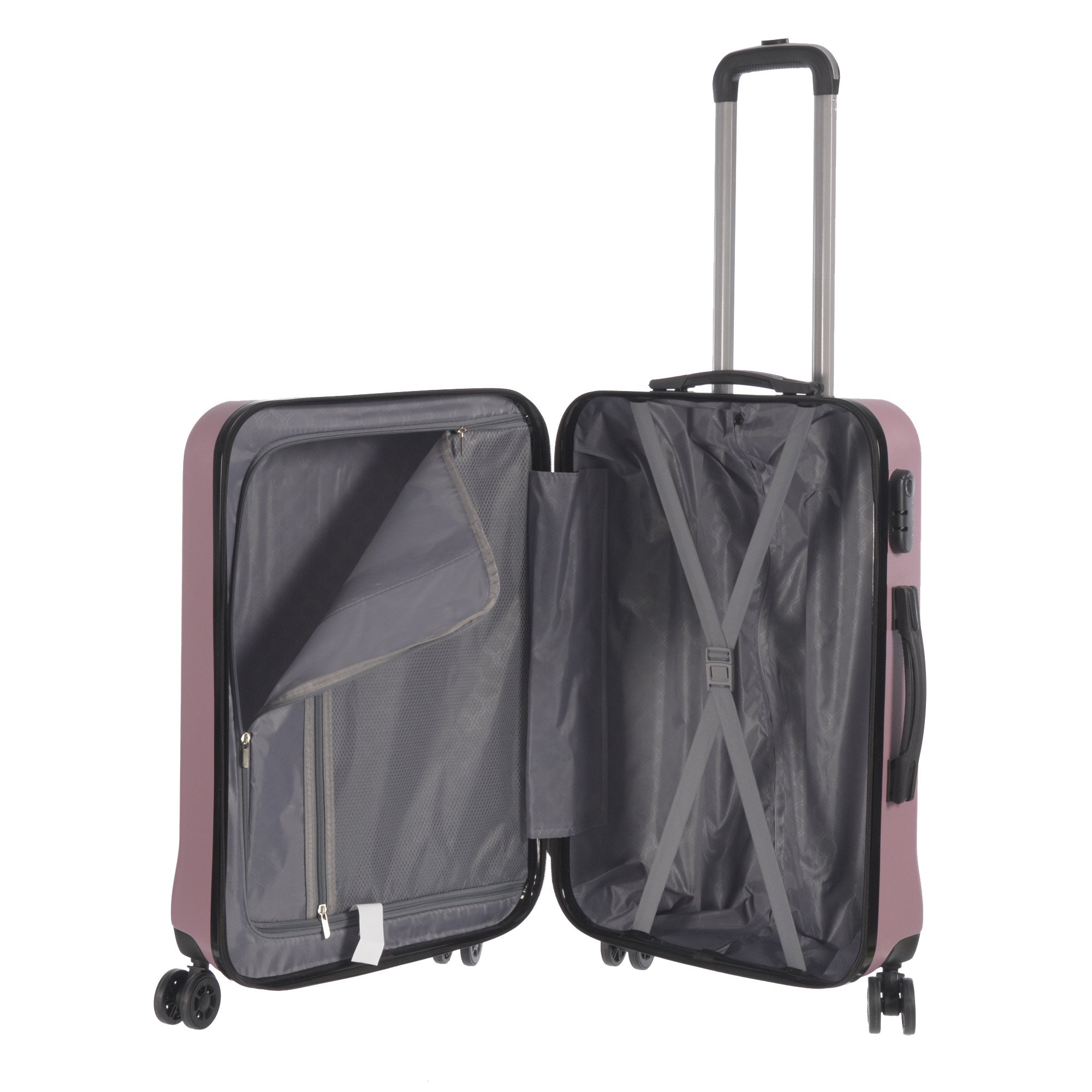 3 Piece Luggage Set Grove Collection featuring durable ABS outer shell, spinner wheels, and vibrant color options.