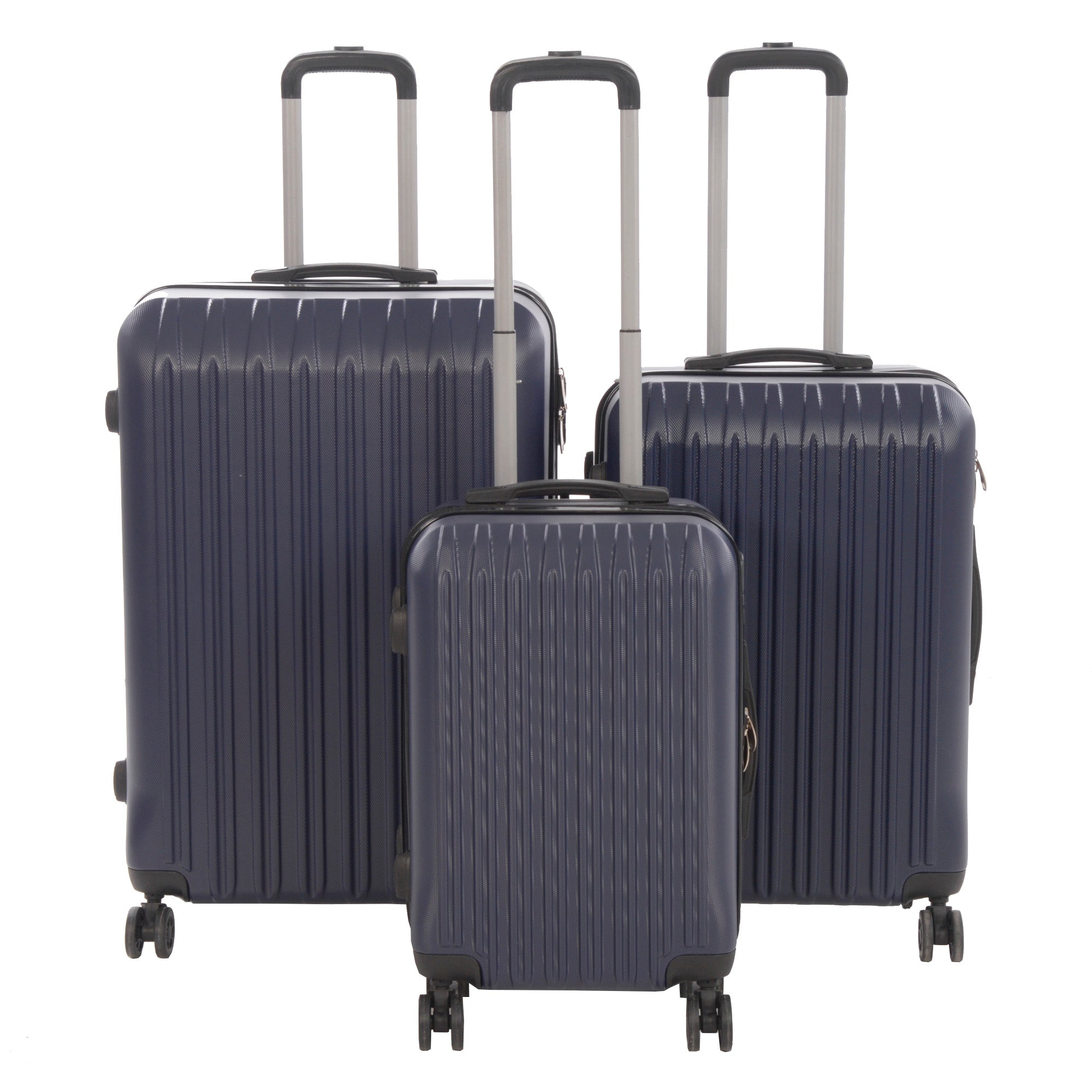 3 Piece Luggage Set Grove Collection featuring durable ABS outer shell, spinner wheels, and vibrant color options.