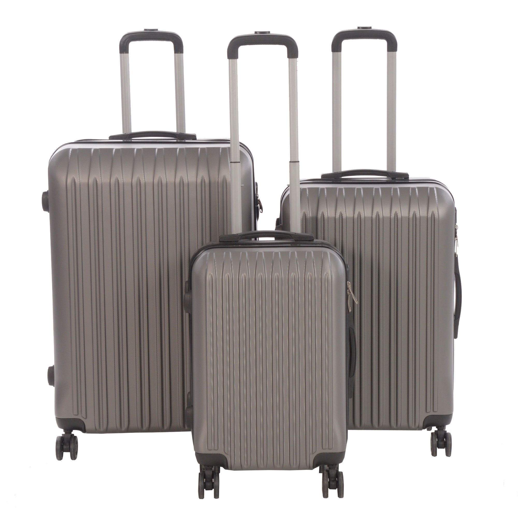 3 Piece Luggage Set Grove Collection featuring durable ABS outer shell, spinner wheels, and vibrant color options.