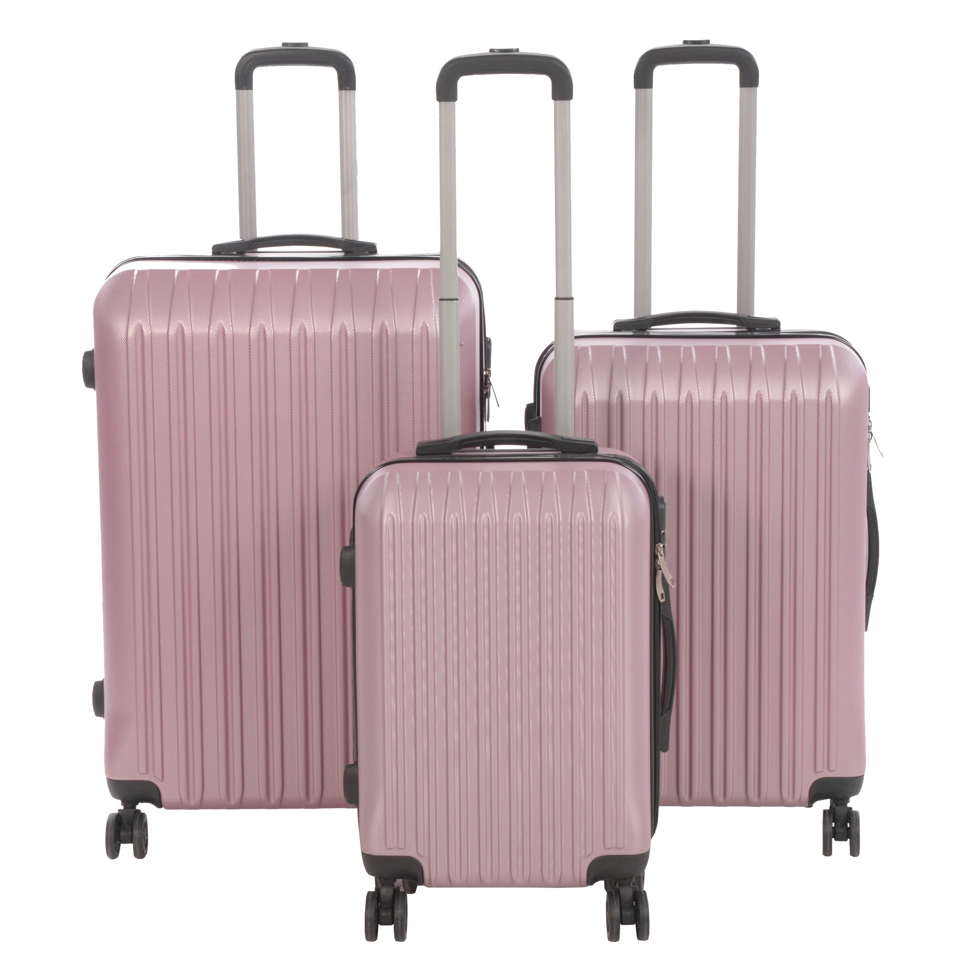 3 Piece Luggage Set Grove Collection featuring durable ABS outer shell, spinner wheels, and vibrant color options.