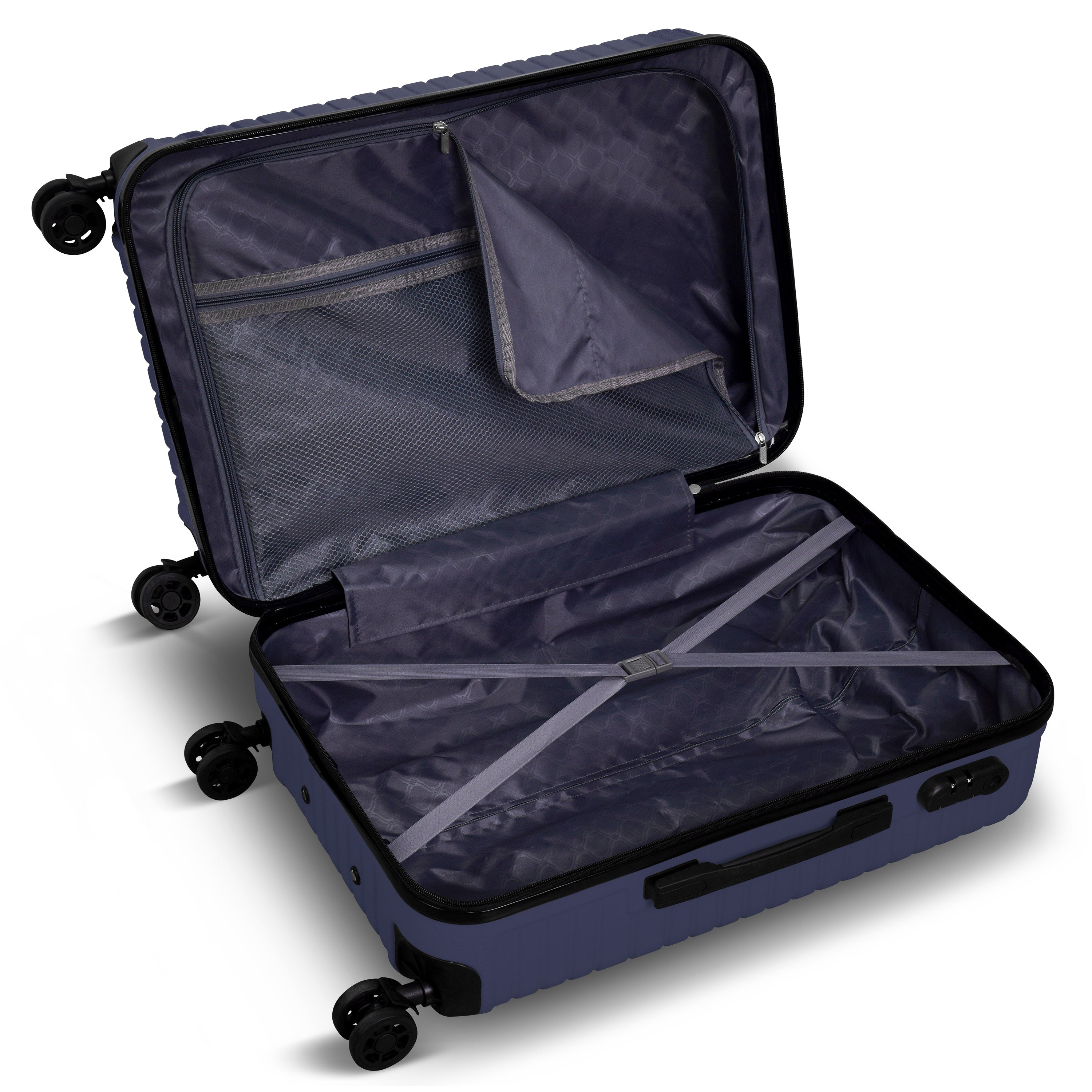 3 Piece Luggage Set Lattitude Collection featuring durable ABS outer shell, spinner wheels, and vibrant color options.