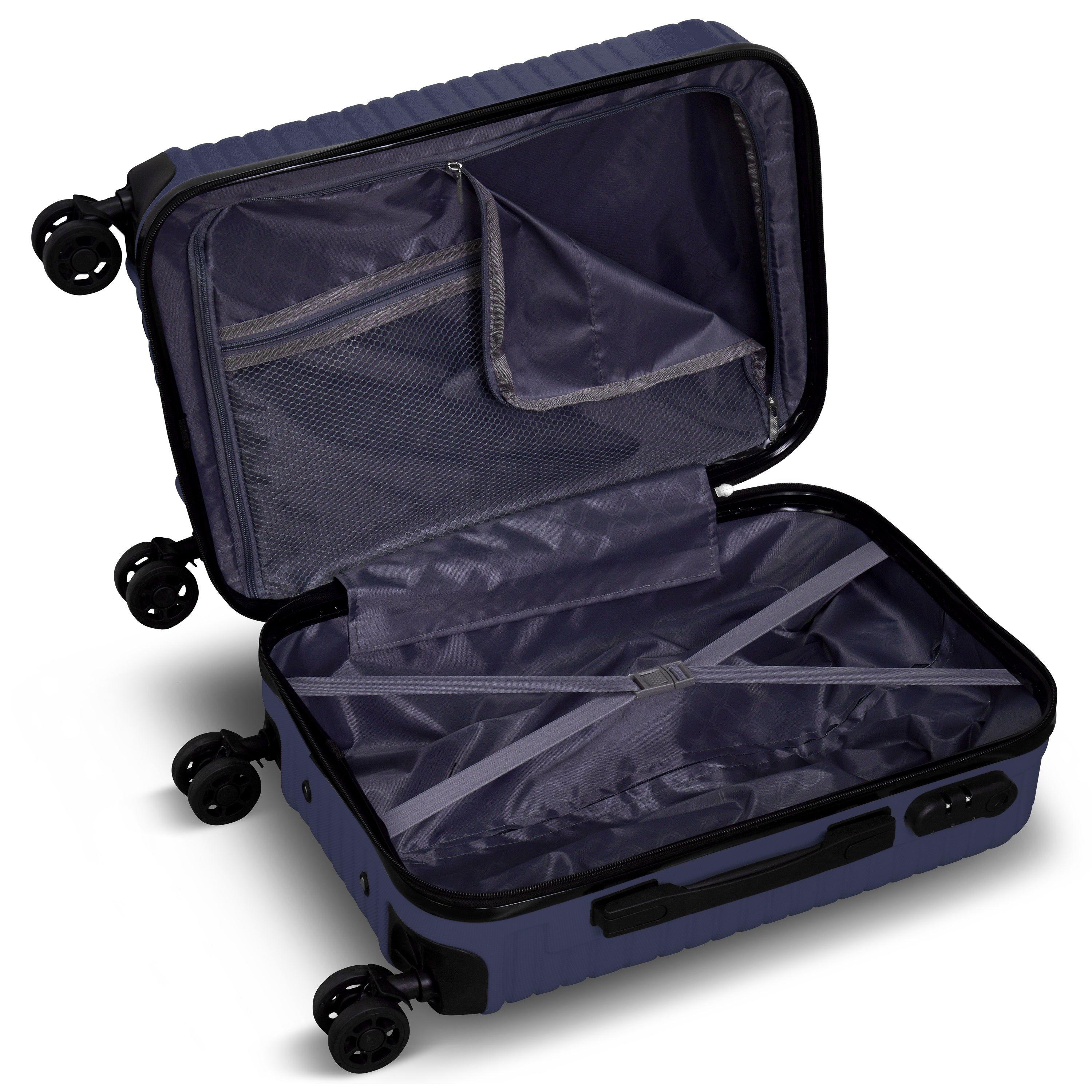 3 Piece Luggage Set Lattitude Collection featuring durable ABS outer shell, spinner wheels, and vibrant color options.