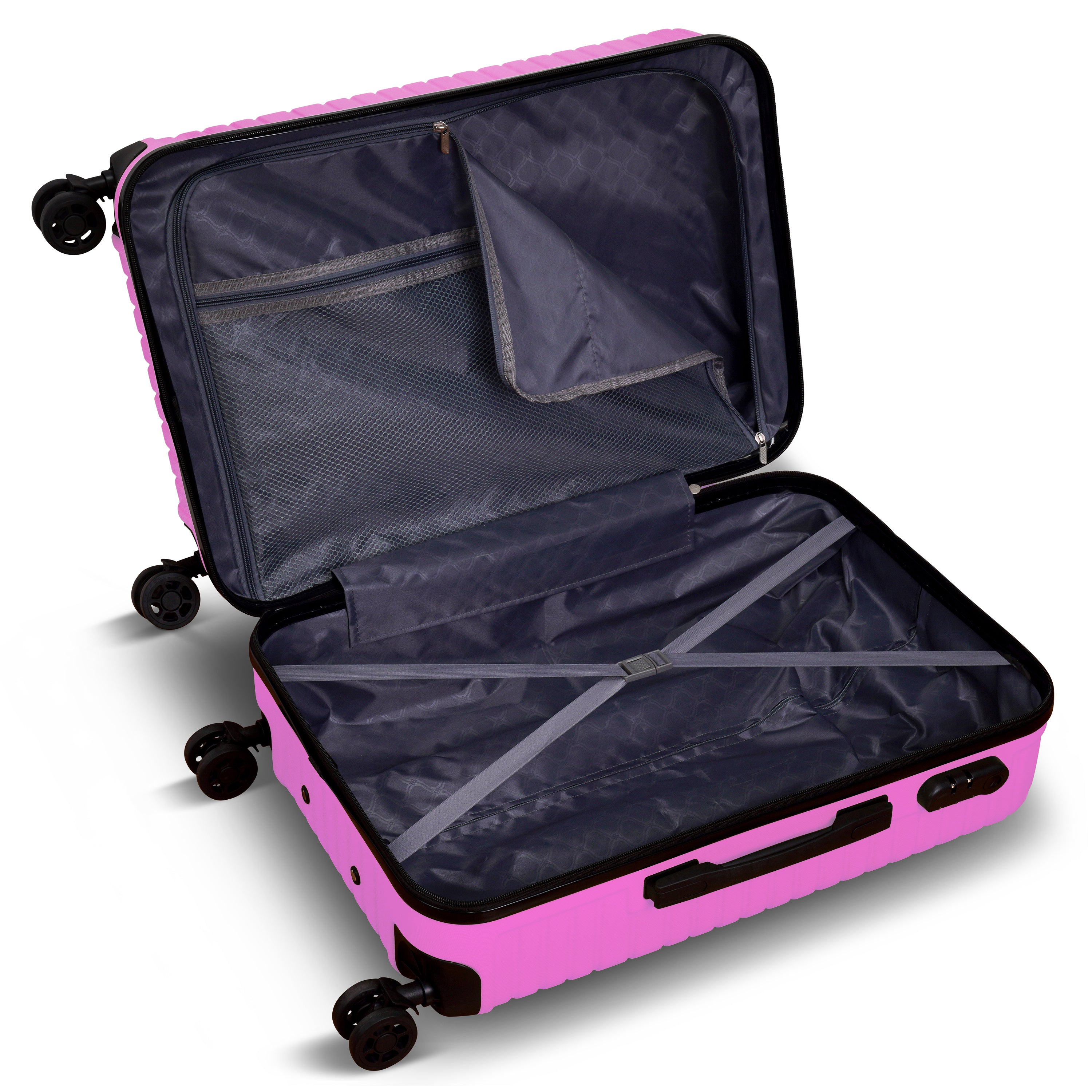 3 Piece Luggage Set Lattitude Collection featuring durable ABS outer shell, spinner wheels, and vibrant color options.