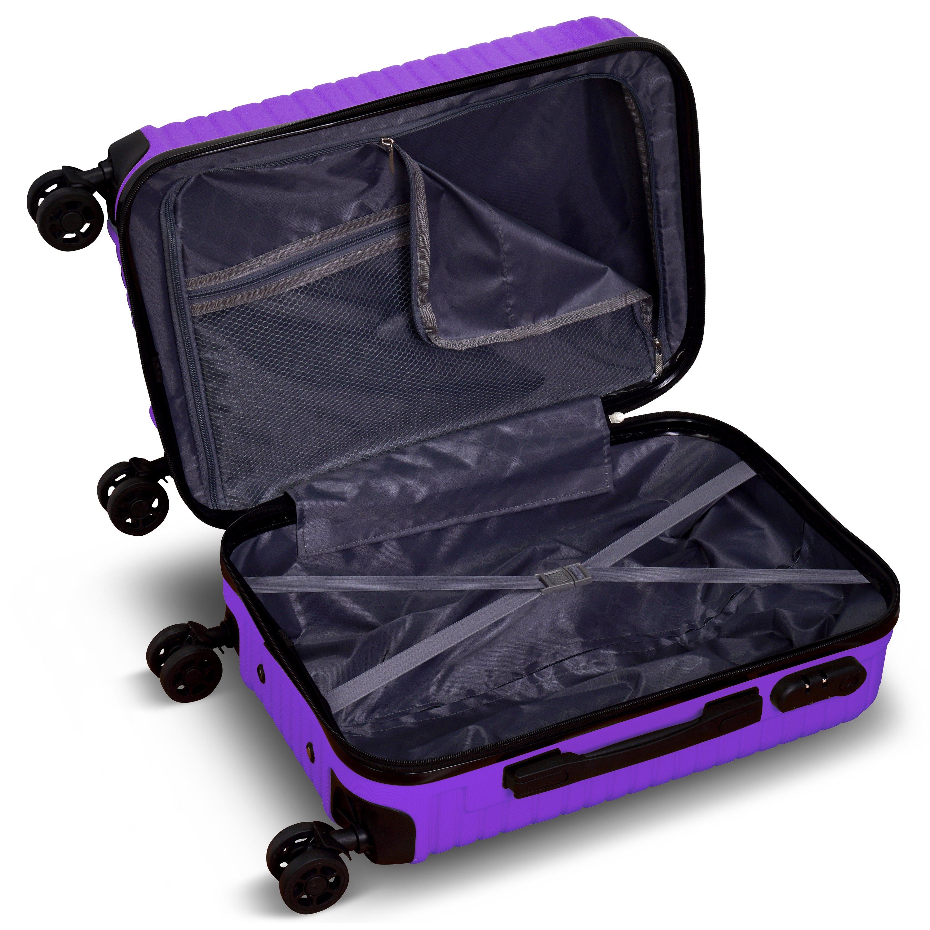 3 Piece Luggage Set Lattitude Collection featuring durable ABS outer shell, spinner wheels, and vibrant color options.