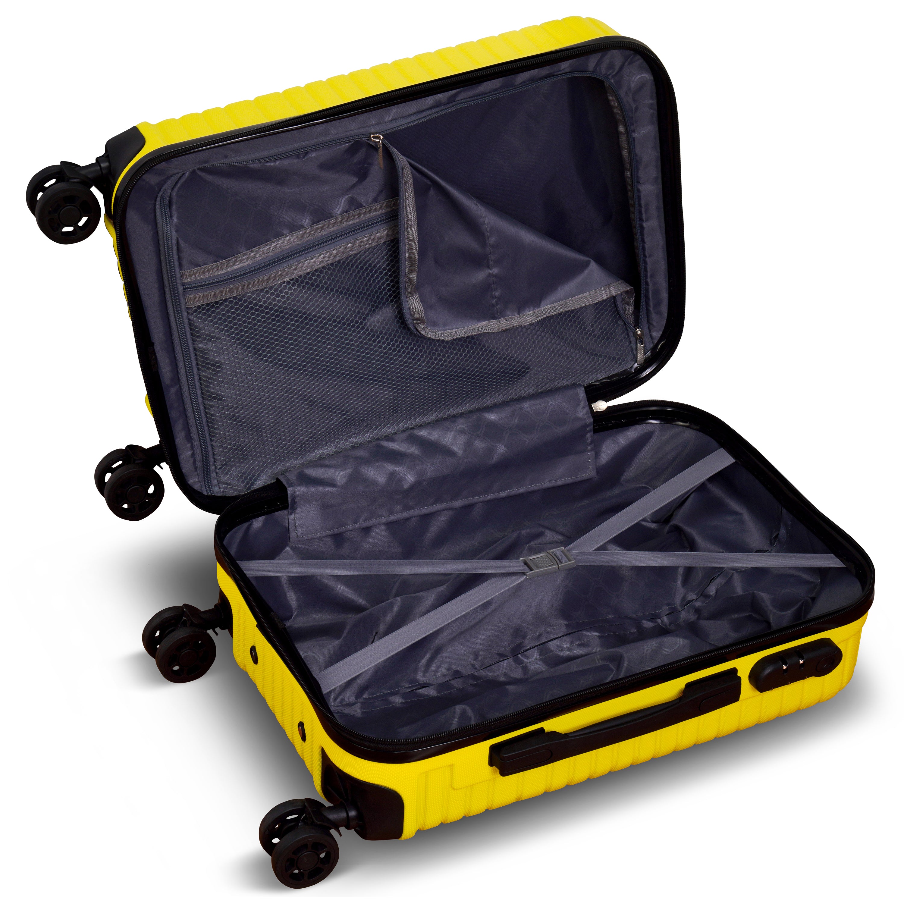 3 Piece Luggage Set Lattitude Collection featuring durable ABS outer shell, spinner wheels, and vibrant color options.