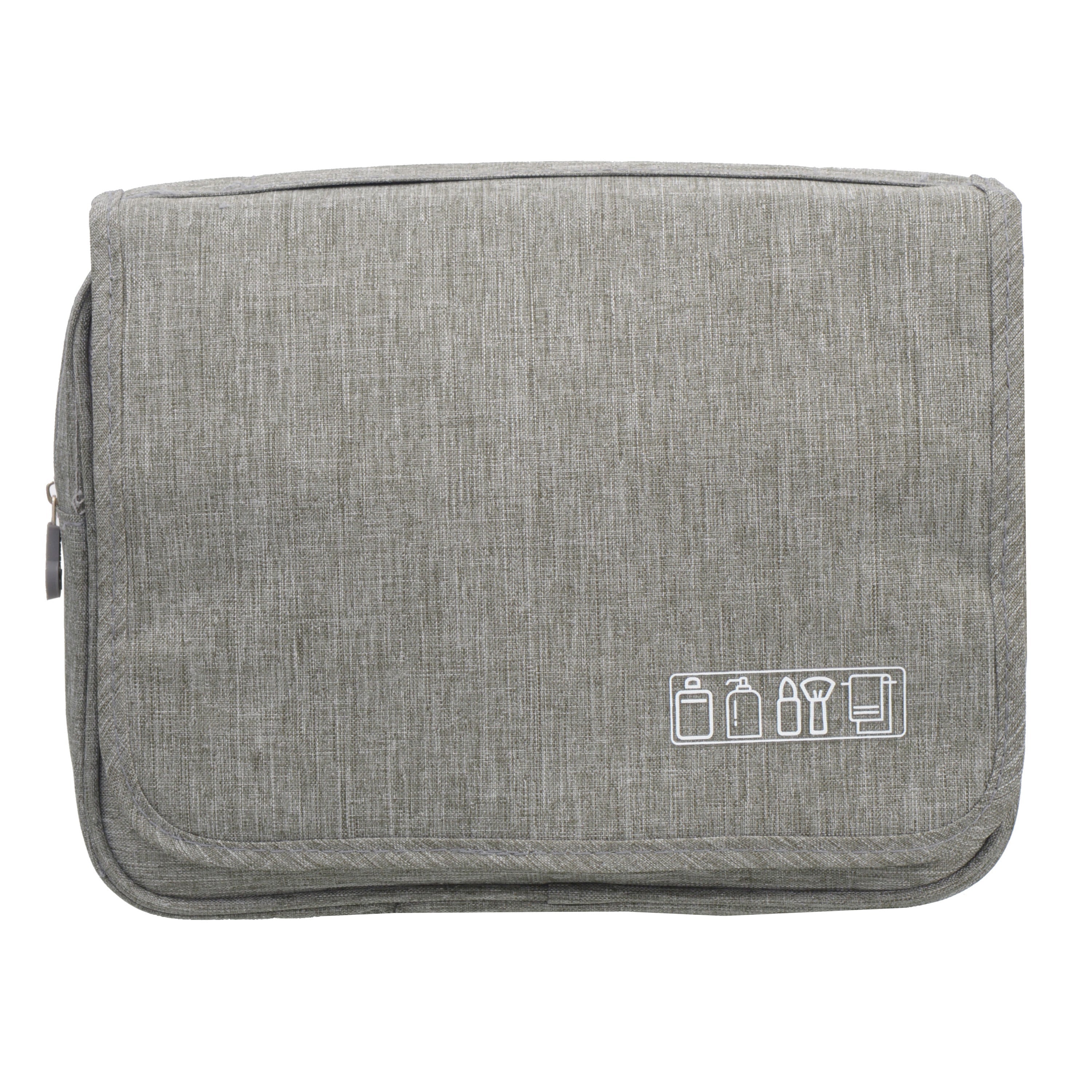 Deluxe Toiletry Bag featuring durable water-repellant material, multiple pockets, and a convenient top carry handle.