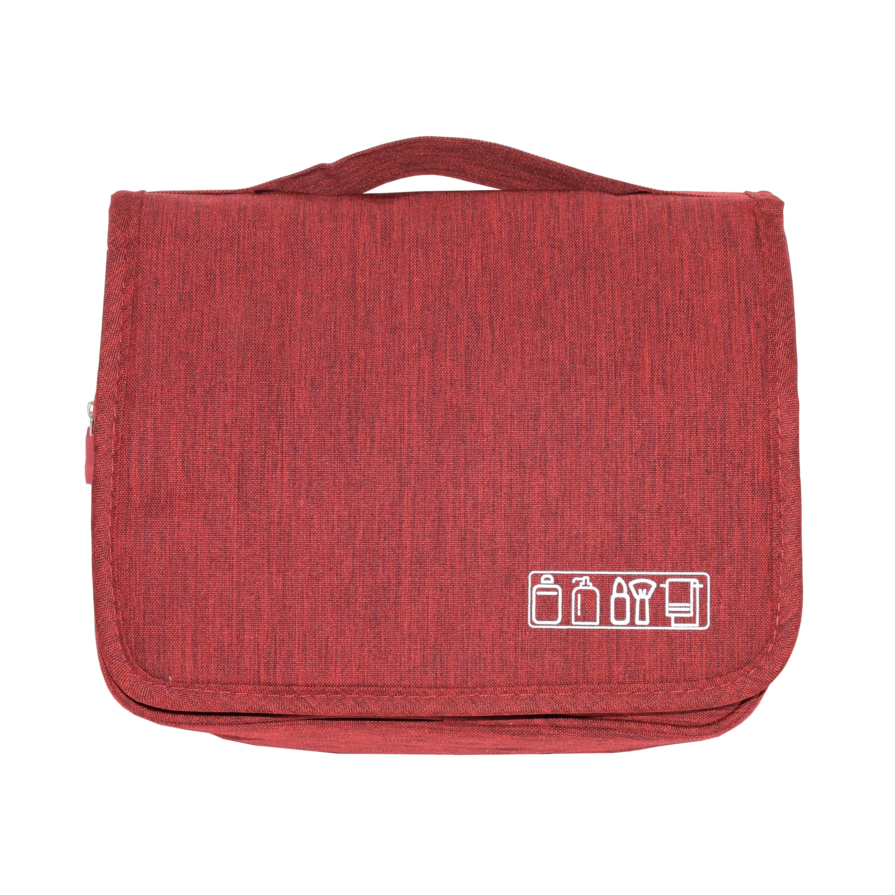 Deluxe Toiletry Bag featuring durable water-repellant material, multiple pockets, and a convenient top carry handle.