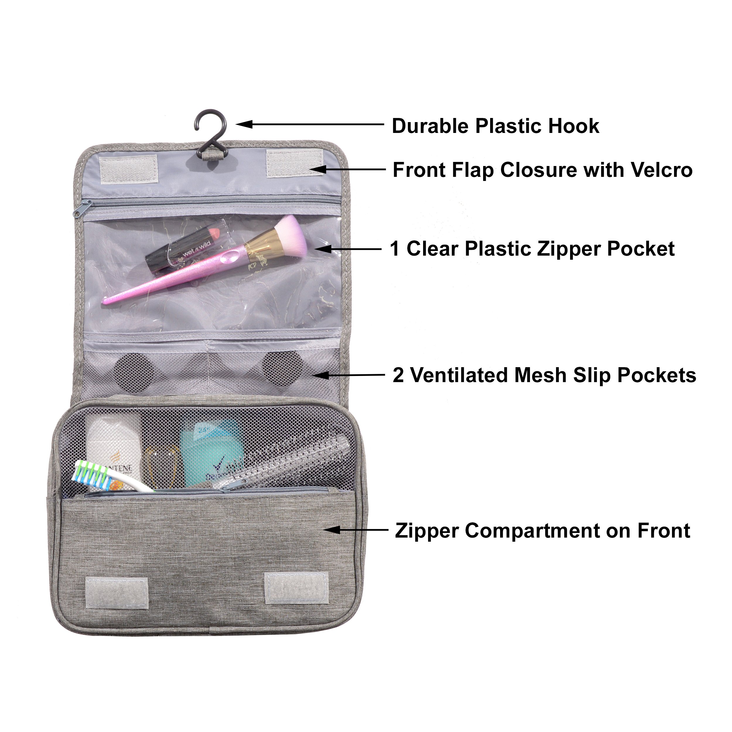 Deluxe Toiletry Bag featuring durable water-repellant material, multiple pockets, and a convenient top carry handle.