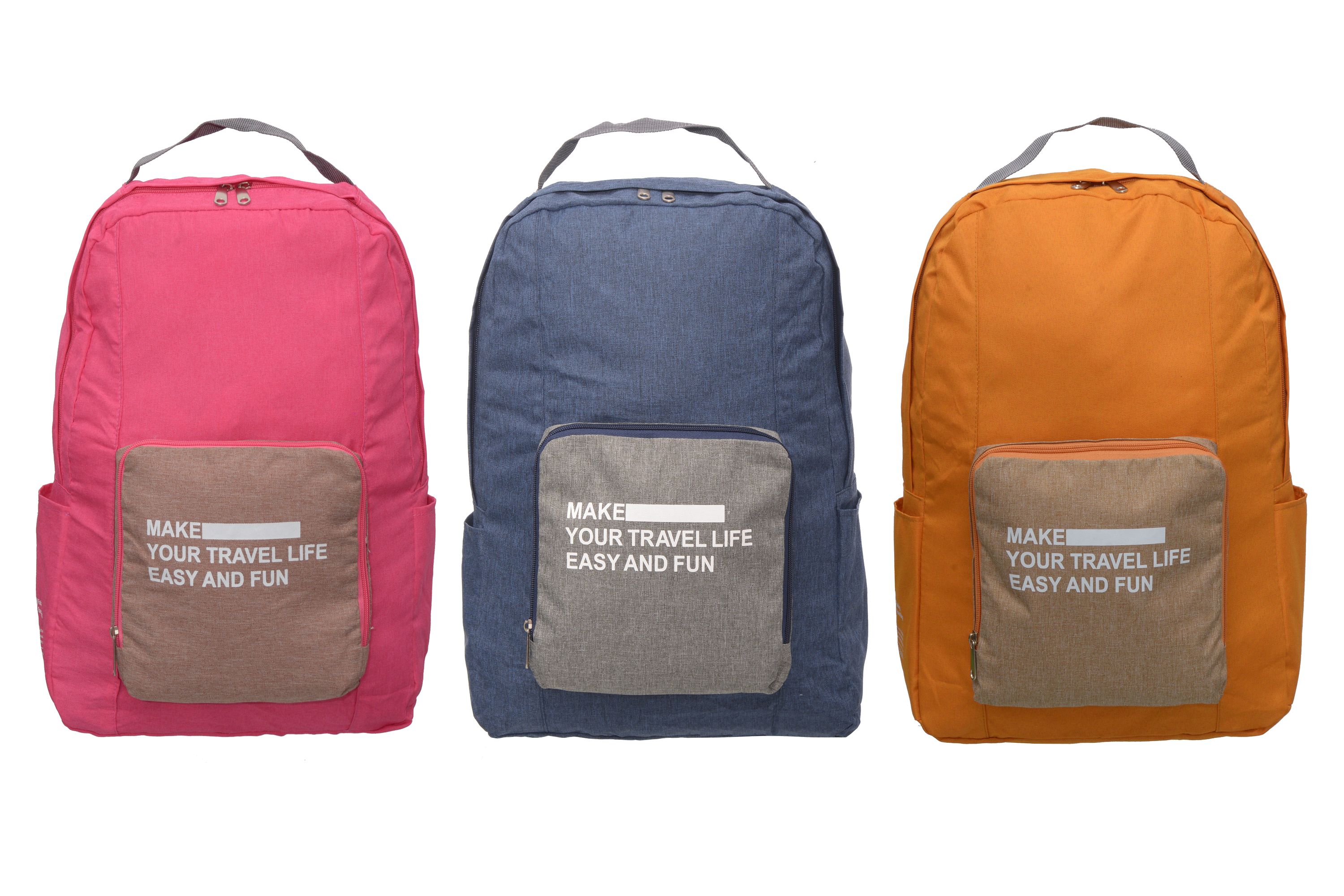 Foldable Backpack made of waterproof 600D Oxford polyester, featuring adjustable straps and multiple storage pockets.