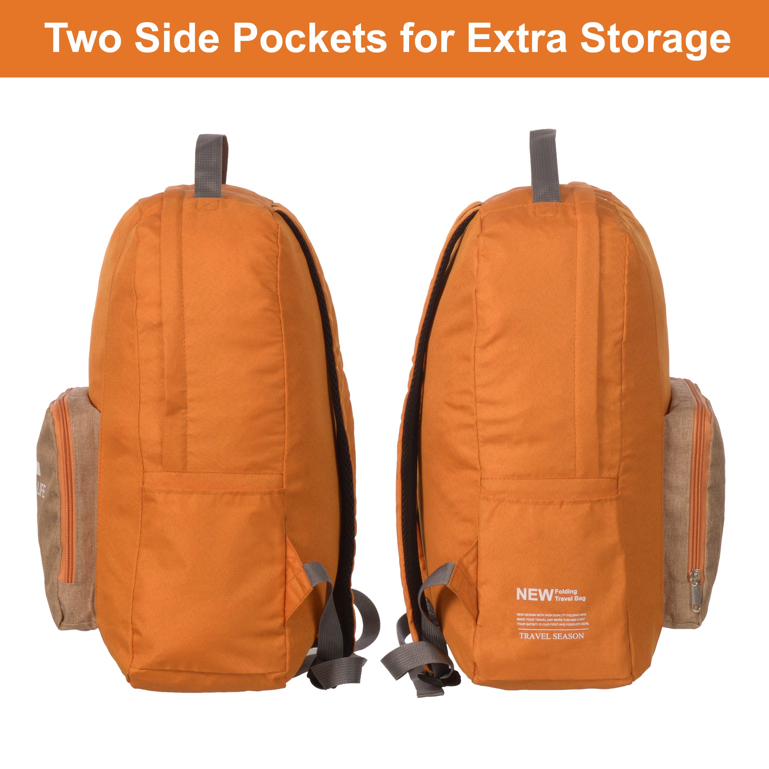 Foldable Backpack made of waterproof 600D Oxford polyester, featuring adjustable straps and multiple storage pockets.