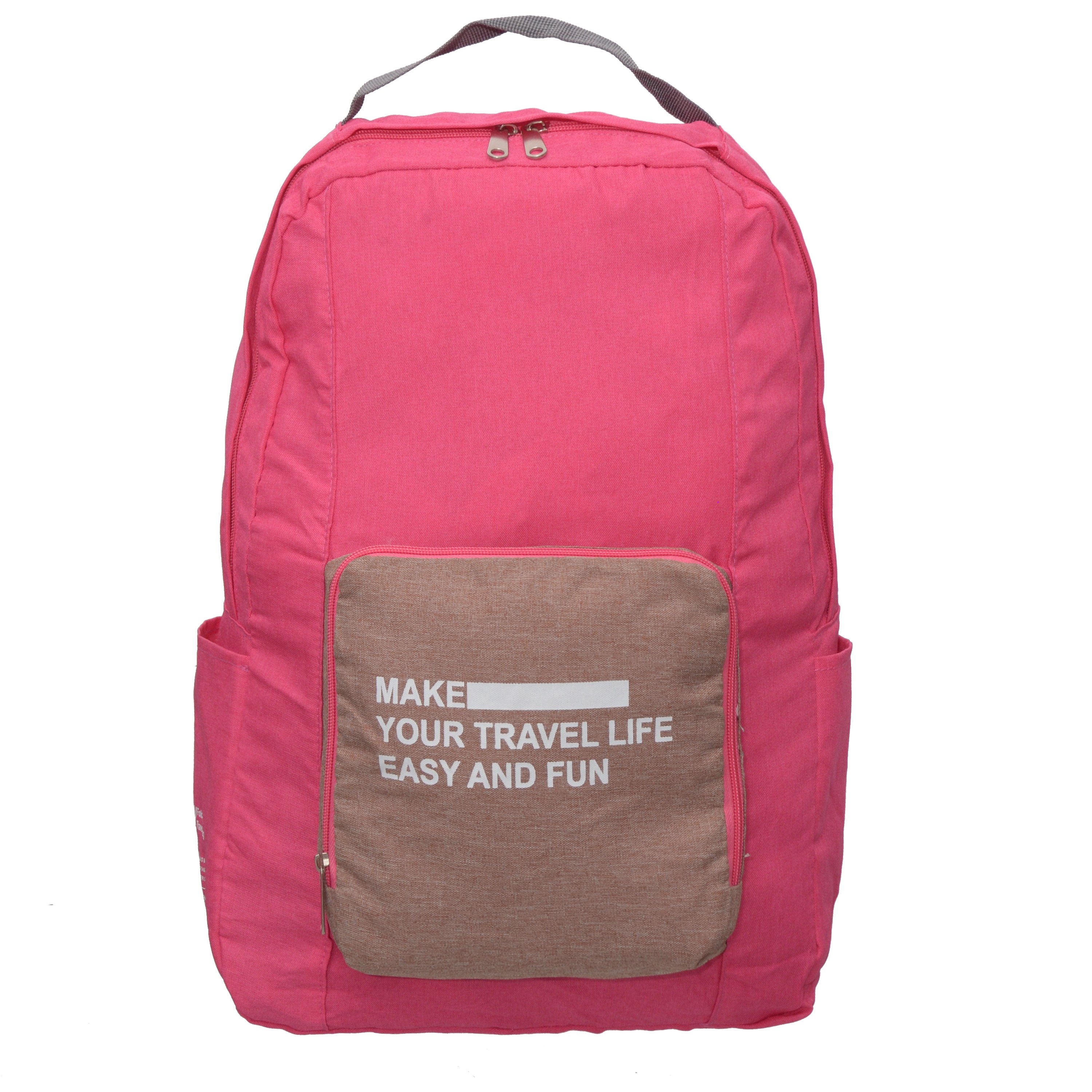 Foldable Backpack made of waterproof 600D Oxford polyester, featuring adjustable straps and multiple storage pockets.