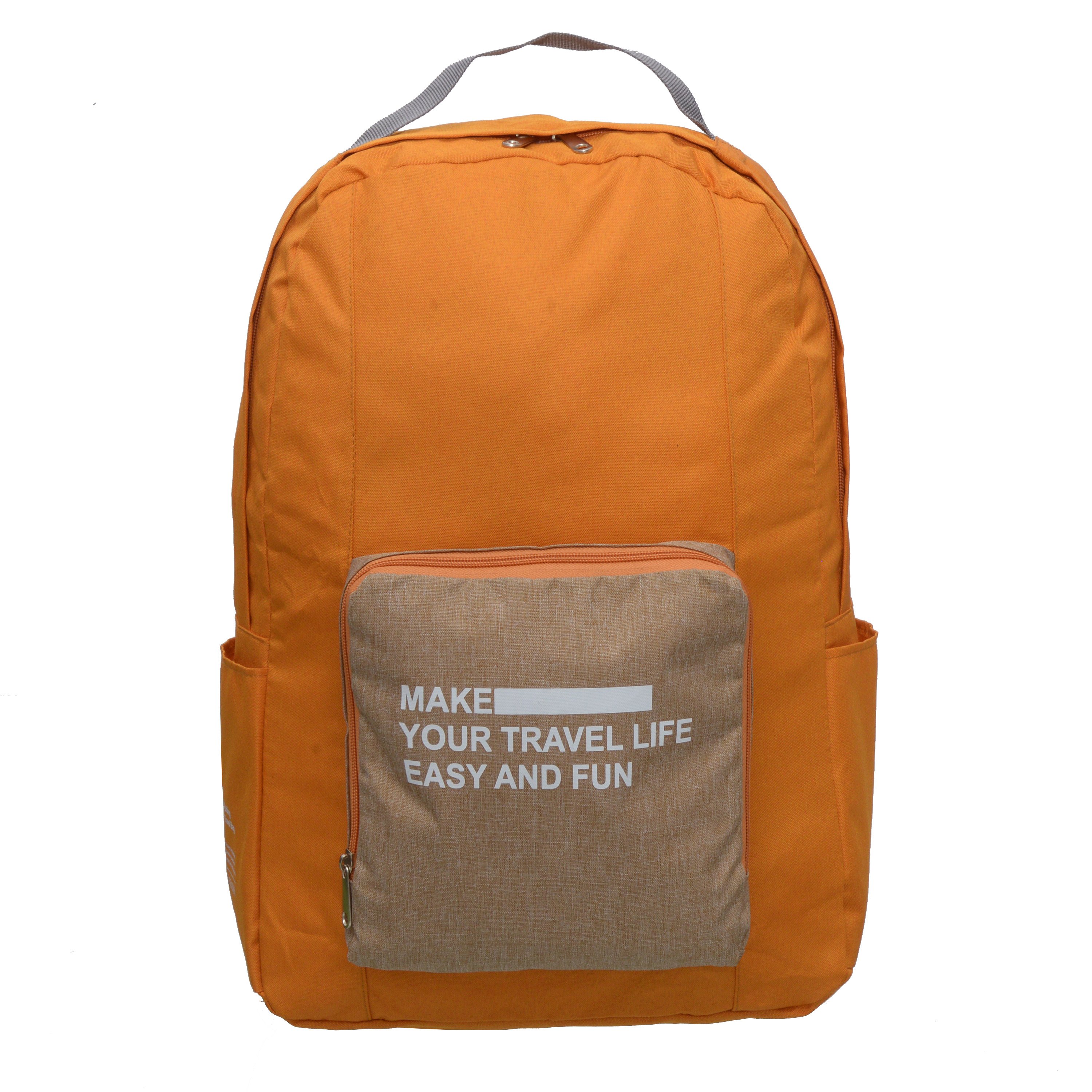 Foldable Backpack made of waterproof 600D Oxford polyester, featuring adjustable straps and multiple storage pockets.