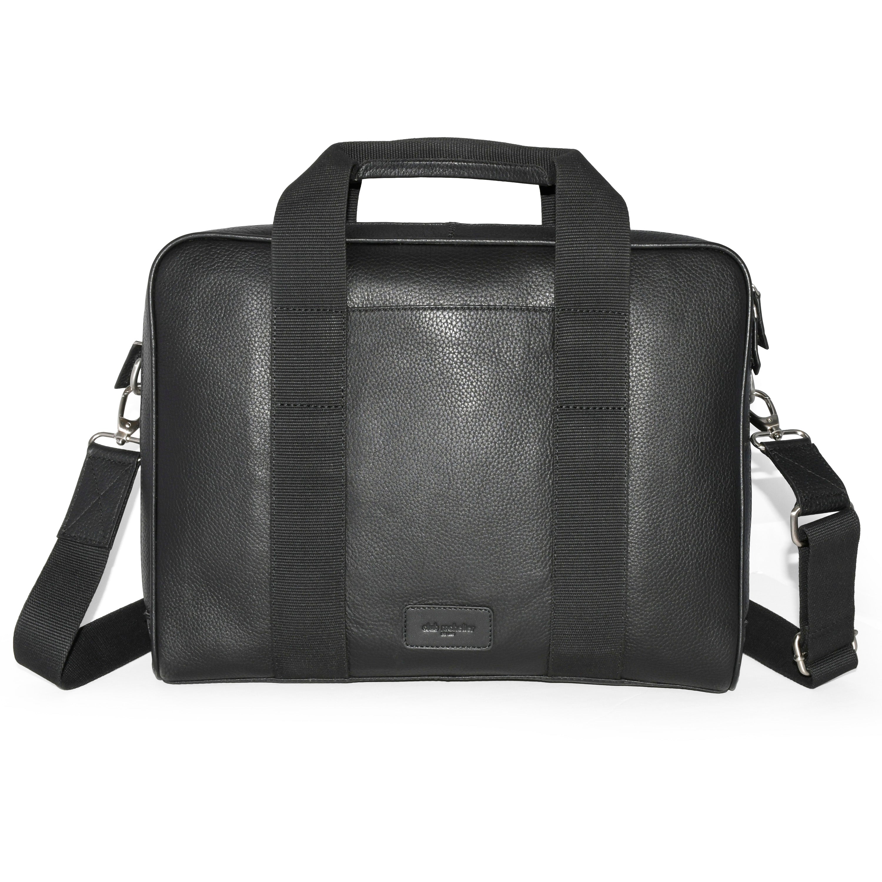 Leather Top Handle Briefcase featuring textured leather, spacious compartments, and adjustable strap for versatile carrying.