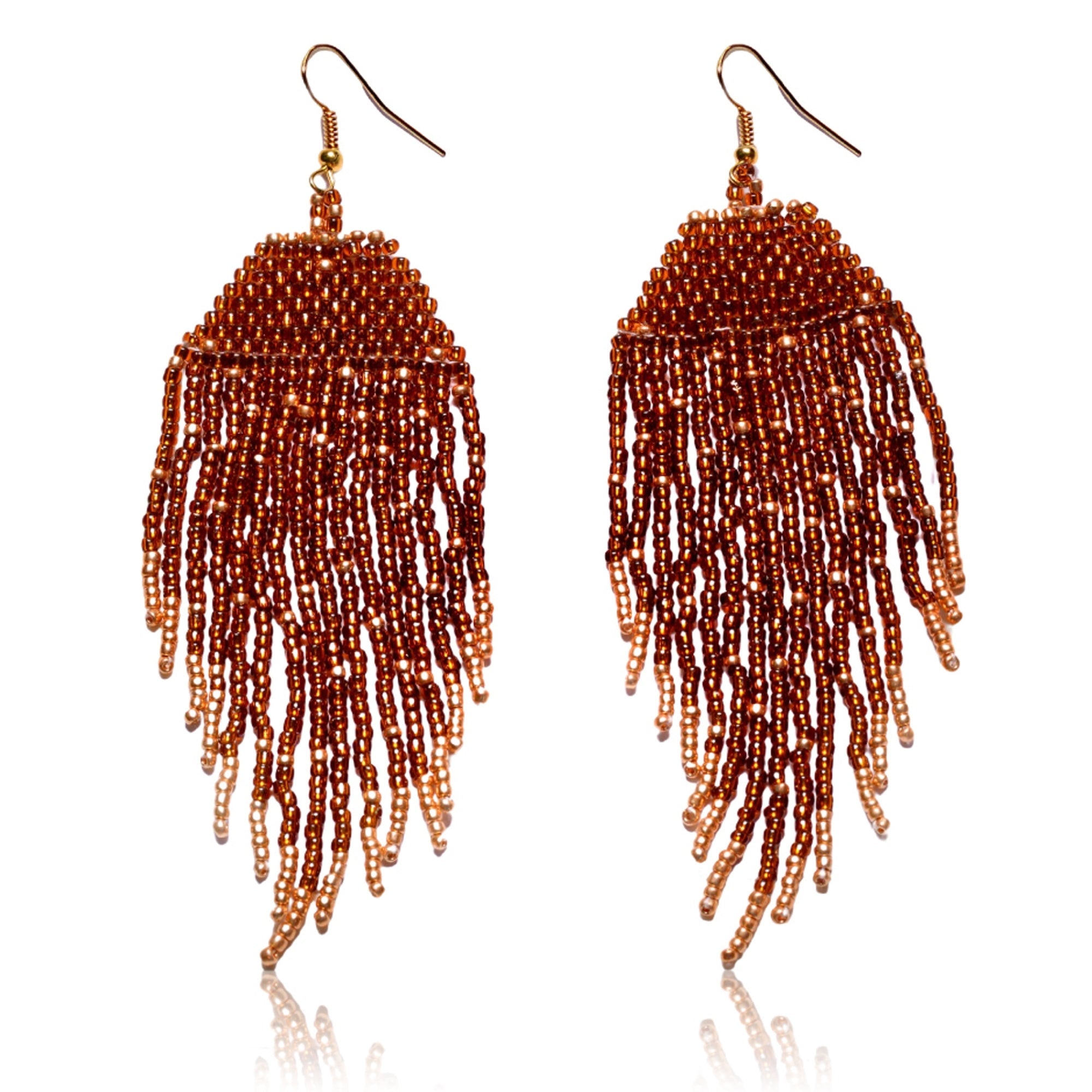 Native Handmade Bohemian Beaded Large Statement Chandelier Drop earrings featuring colorful Persian tassels and shiny beads, perfect for any outfit.