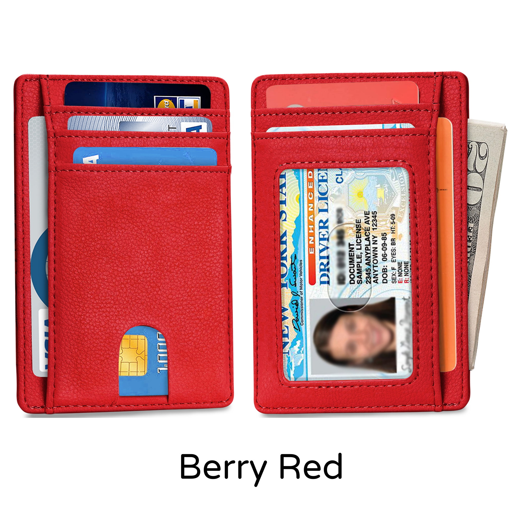 Slim Minimalist Front Pocket RFID Blocking Leather Wallet for Men, featuring a sleek design and multiple card slots.