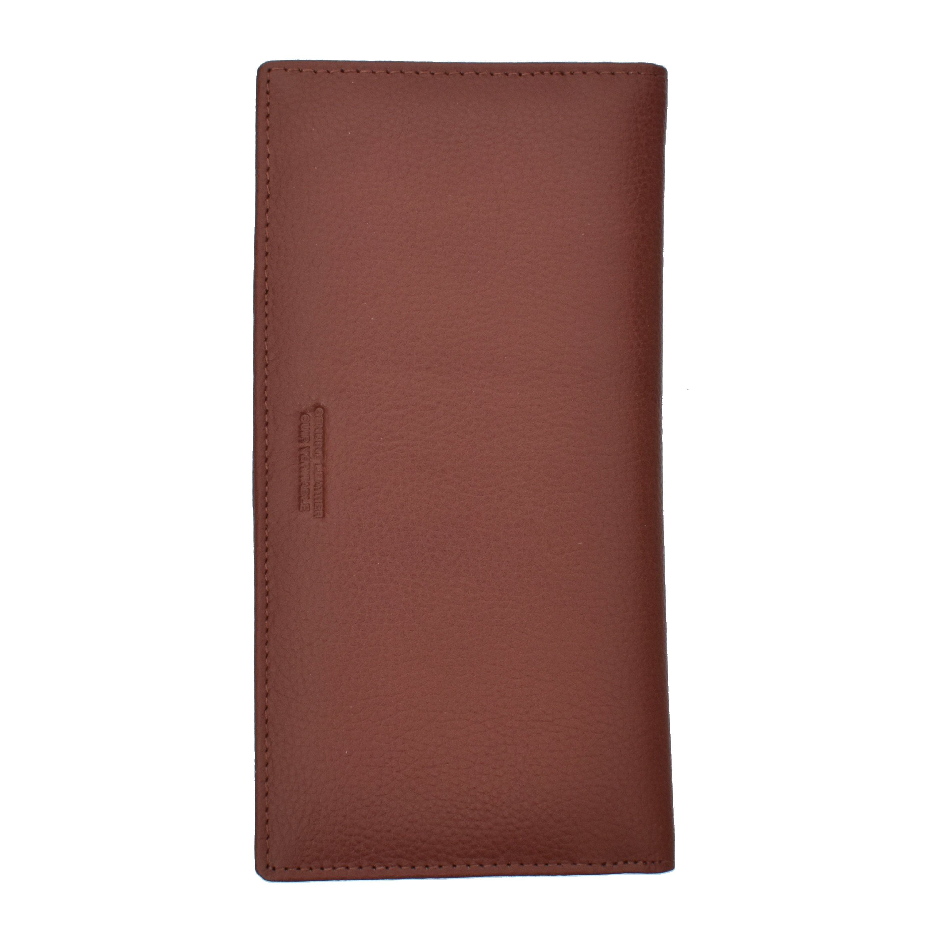 Ladies Cheque Book Clutch Wallet in genuine leather with vertical design, featuring credit card slots and RFID protection.