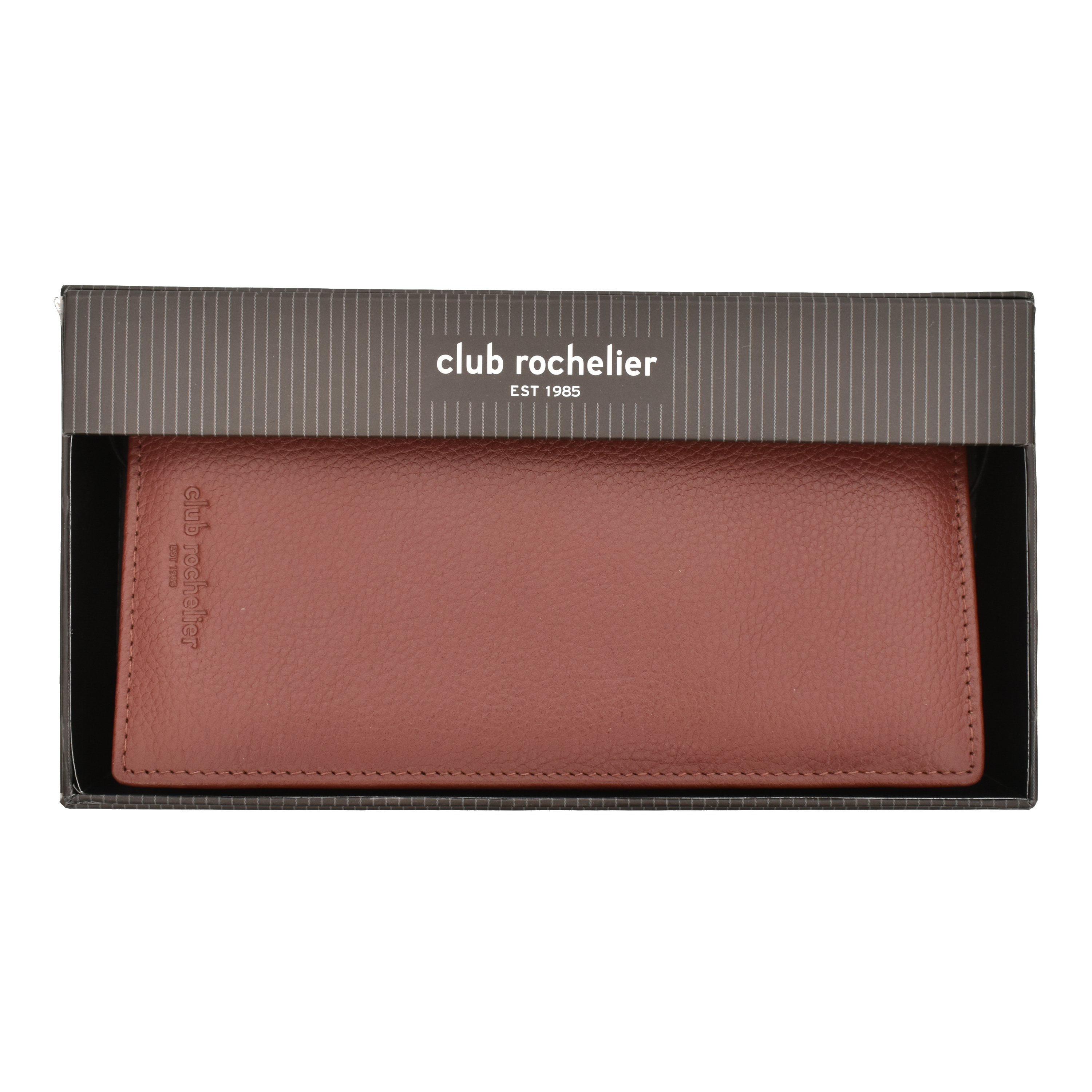 Ladies Cheque Book Clutch Wallet in genuine leather with vertical design, featuring credit card slots and RFID protection.