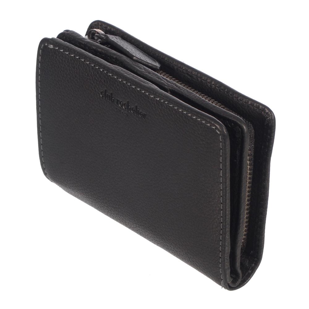 Ladies Full Leather Bifold Wallet in elegant design, featuring multiple card slots, ID window, and zippered coin pocket.