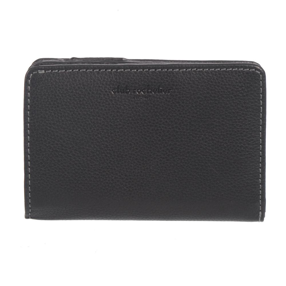 Ladies Full Leather Bifold Wallet in elegant design, featuring multiple card slots, ID window, and zippered coin pocket.