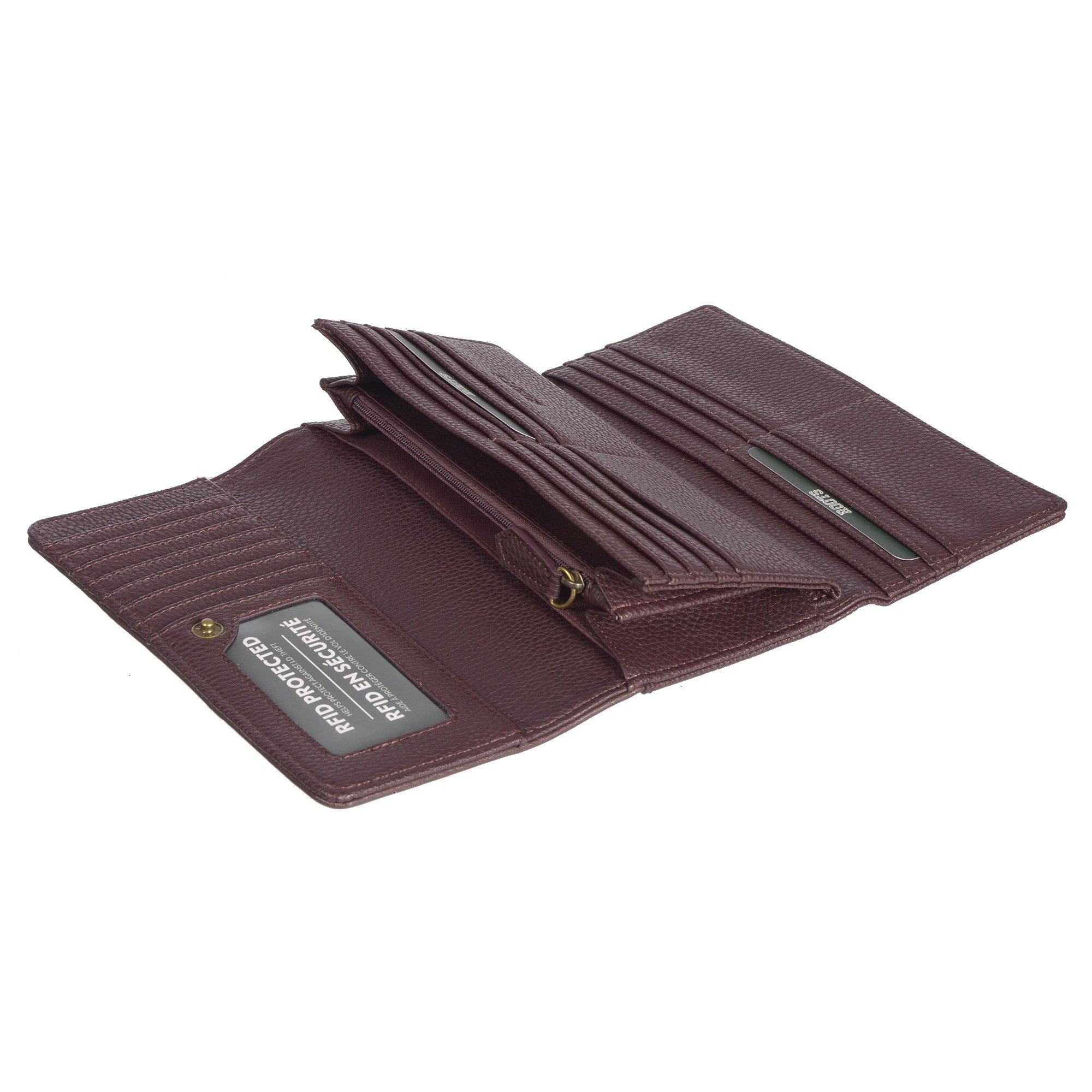 Ladies Pocket Clutch Wallet in high-quality PU leather with multiple card slots and zip pockets.