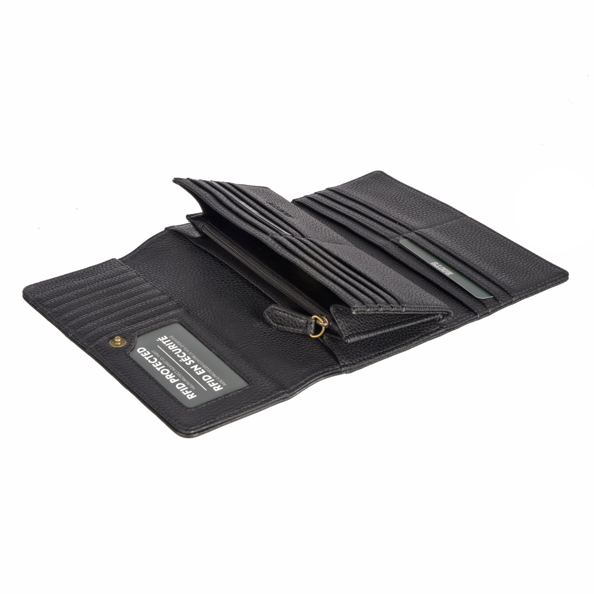 Ladies Pocket Clutch Wallet in high-quality PU leather with multiple card slots and zip pockets.