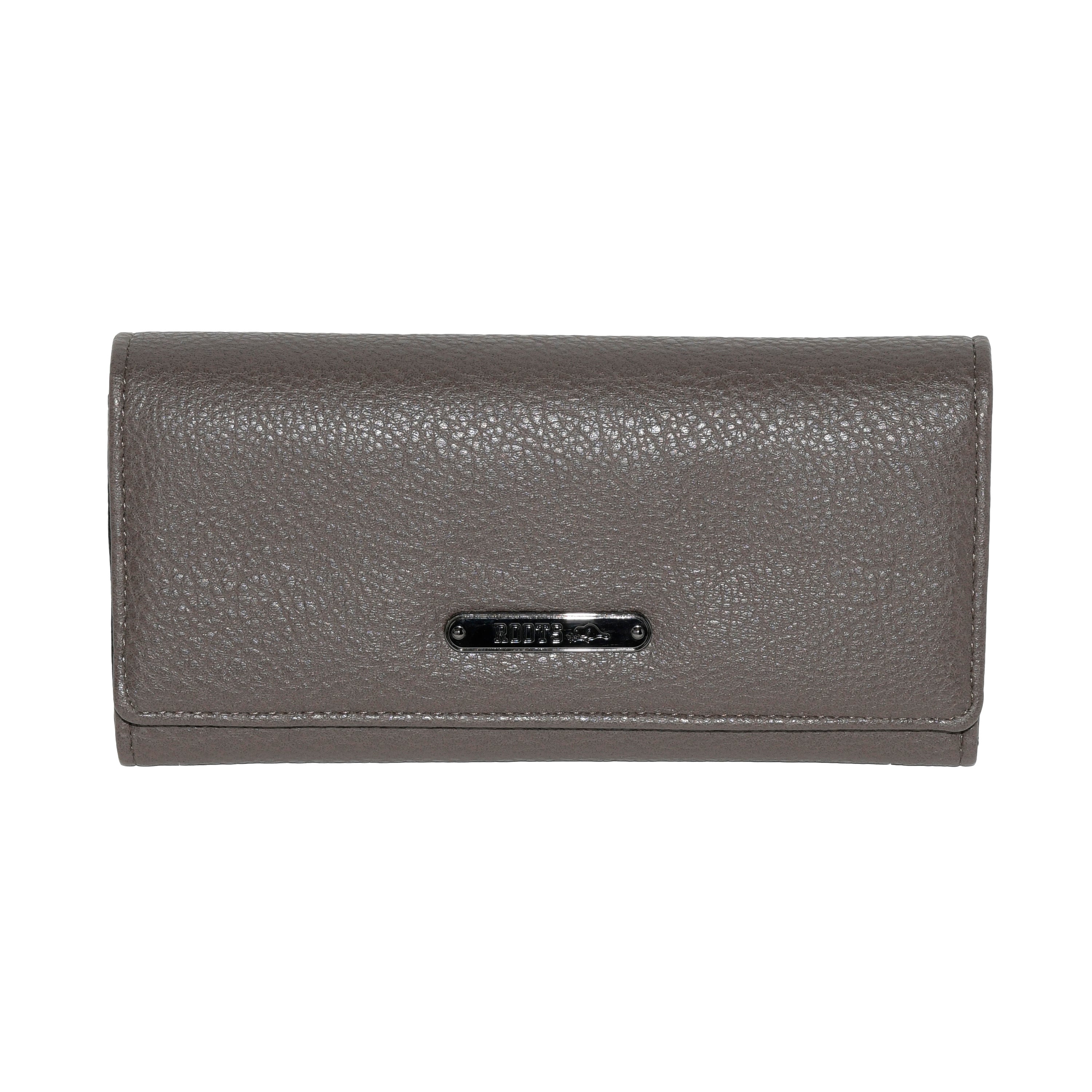 Ladies Slim Trifold Clutch Wallet in stylish design with multiple card slots and a zipper pocket, made from durable Polyurethane material.