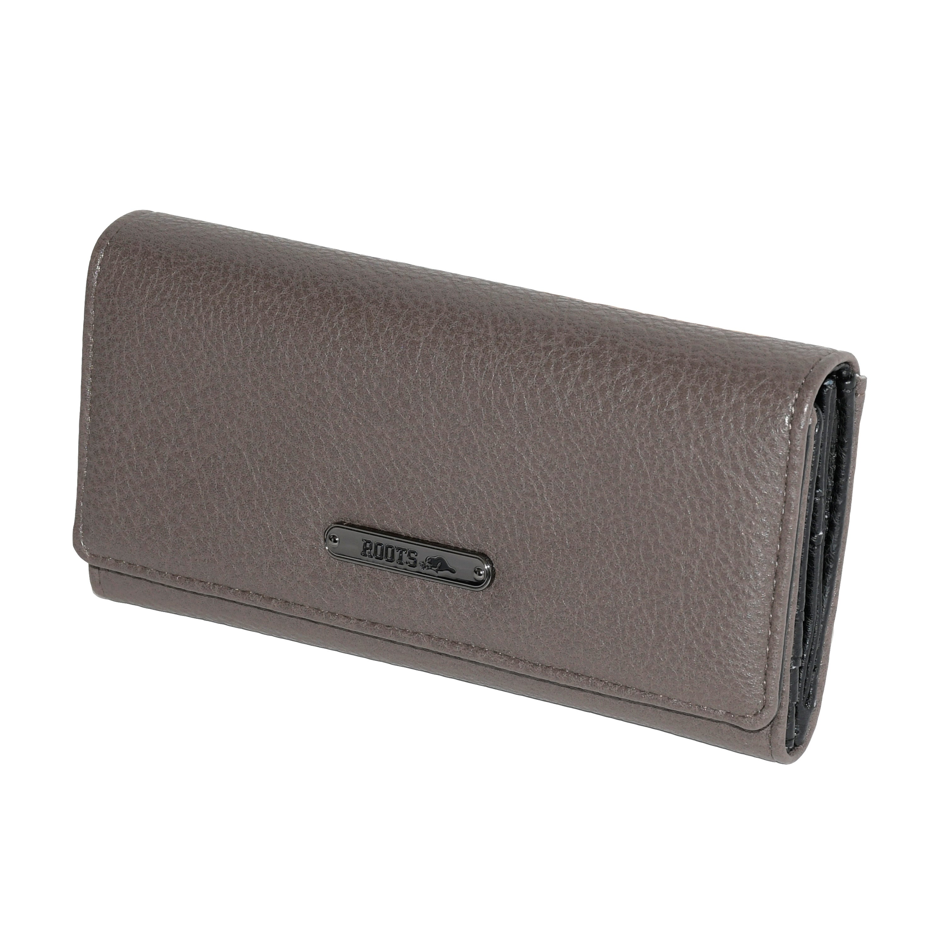 Ladies Slim Trifold Clutch Wallet in stylish design with multiple card slots and a zipper pocket, made from durable Polyurethane material.