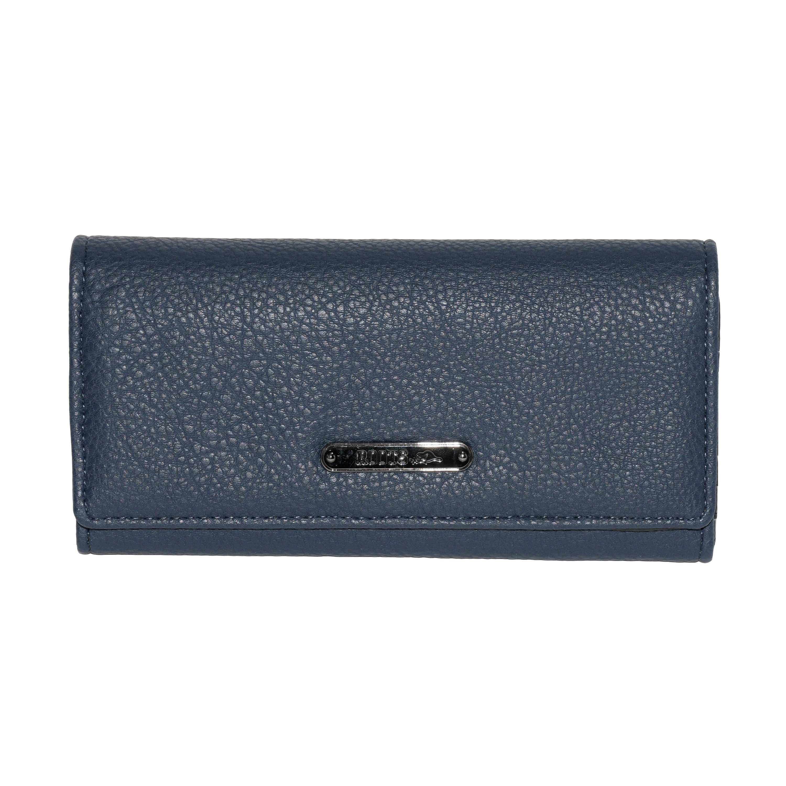 Ladies Slim Trifold Clutch Wallet in stylish design with multiple card slots and a zipper pocket, made from durable Polyurethane material.