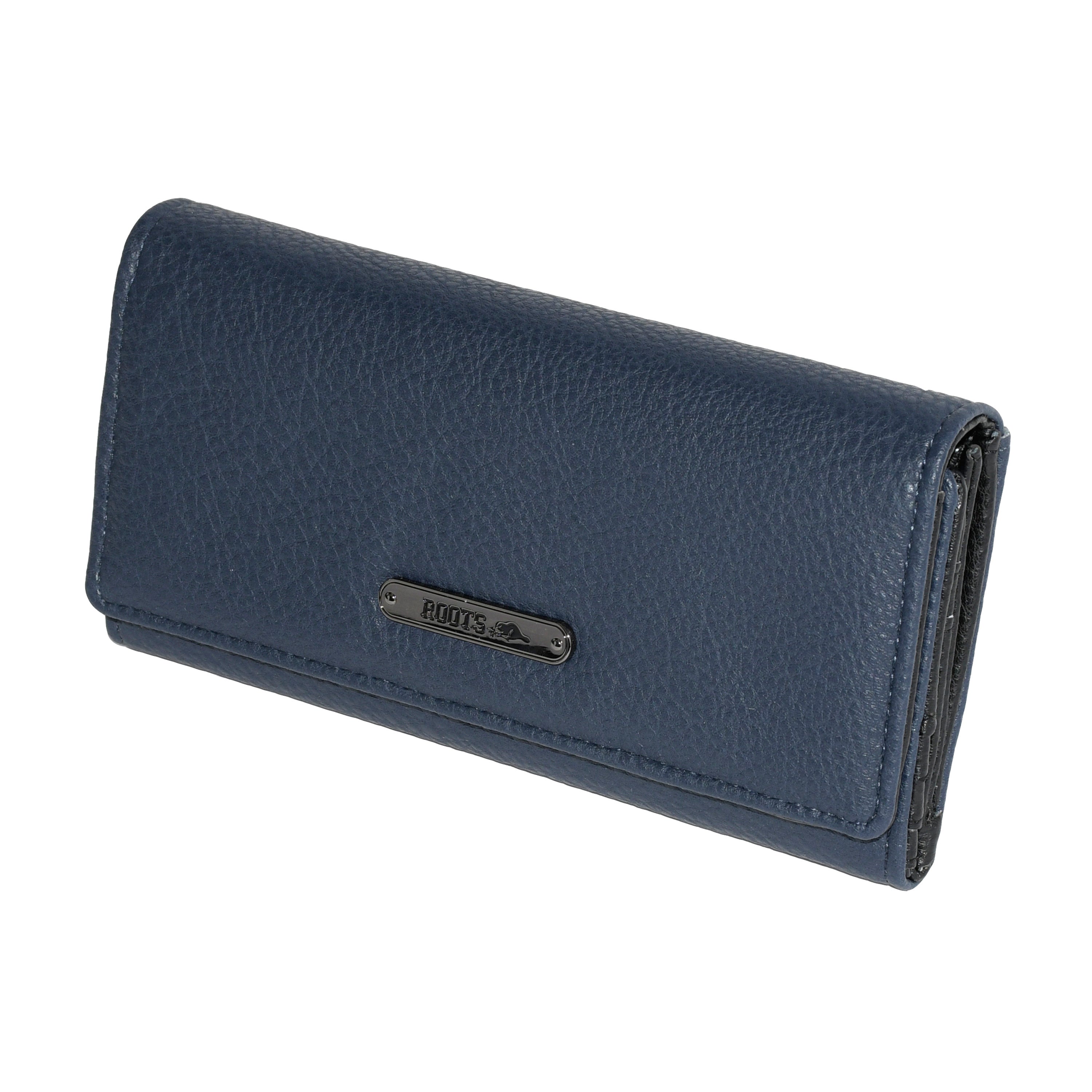 Ladies Slim Trifold Clutch Wallet in stylish design with multiple card slots and a zipper pocket, made from durable Polyurethane material.