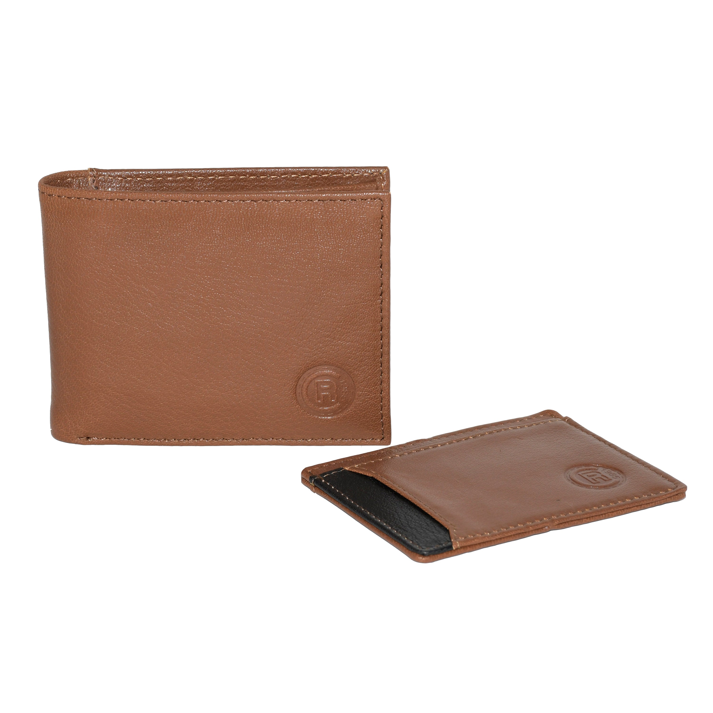 Men's Billfold wallet made of genuine leather with removable card holder, showcasing its sleek design and organizational features.