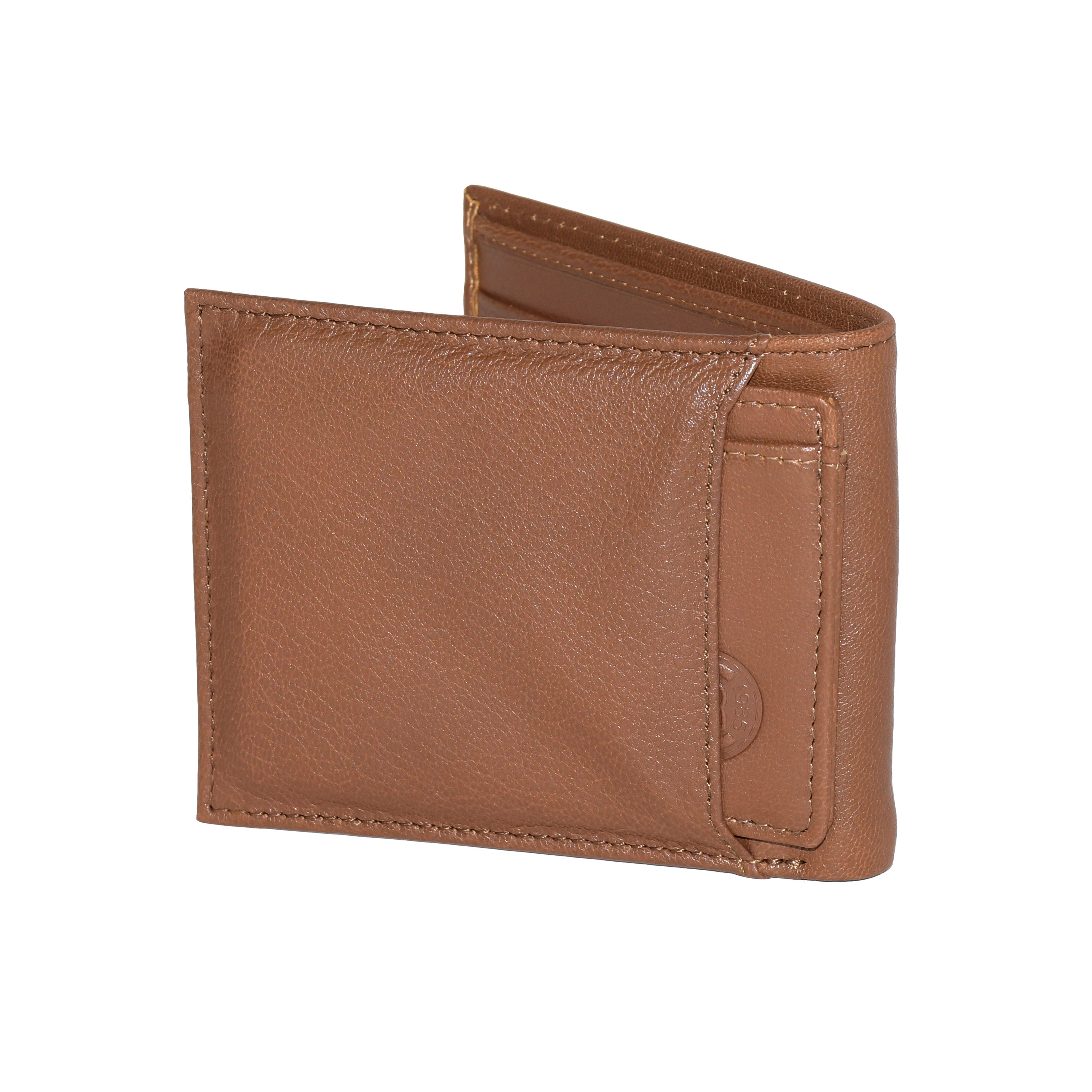 Men's Billfold wallet made of genuine leather with removable card holder, showcasing its sleek design and organizational features.