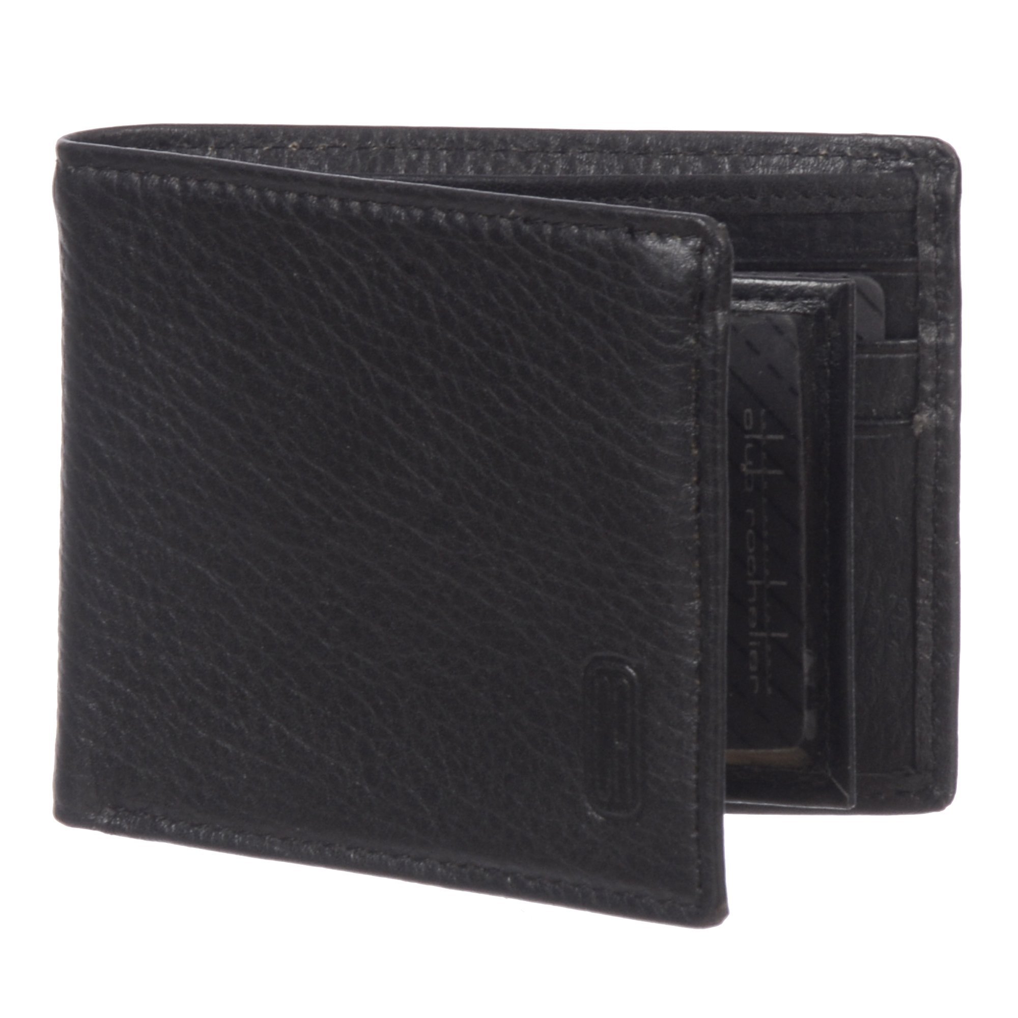 Men's Leather Slim Fold Wallet featuring 6 credit card slots, 2 ID windows, and a stylish CR embossed logo.