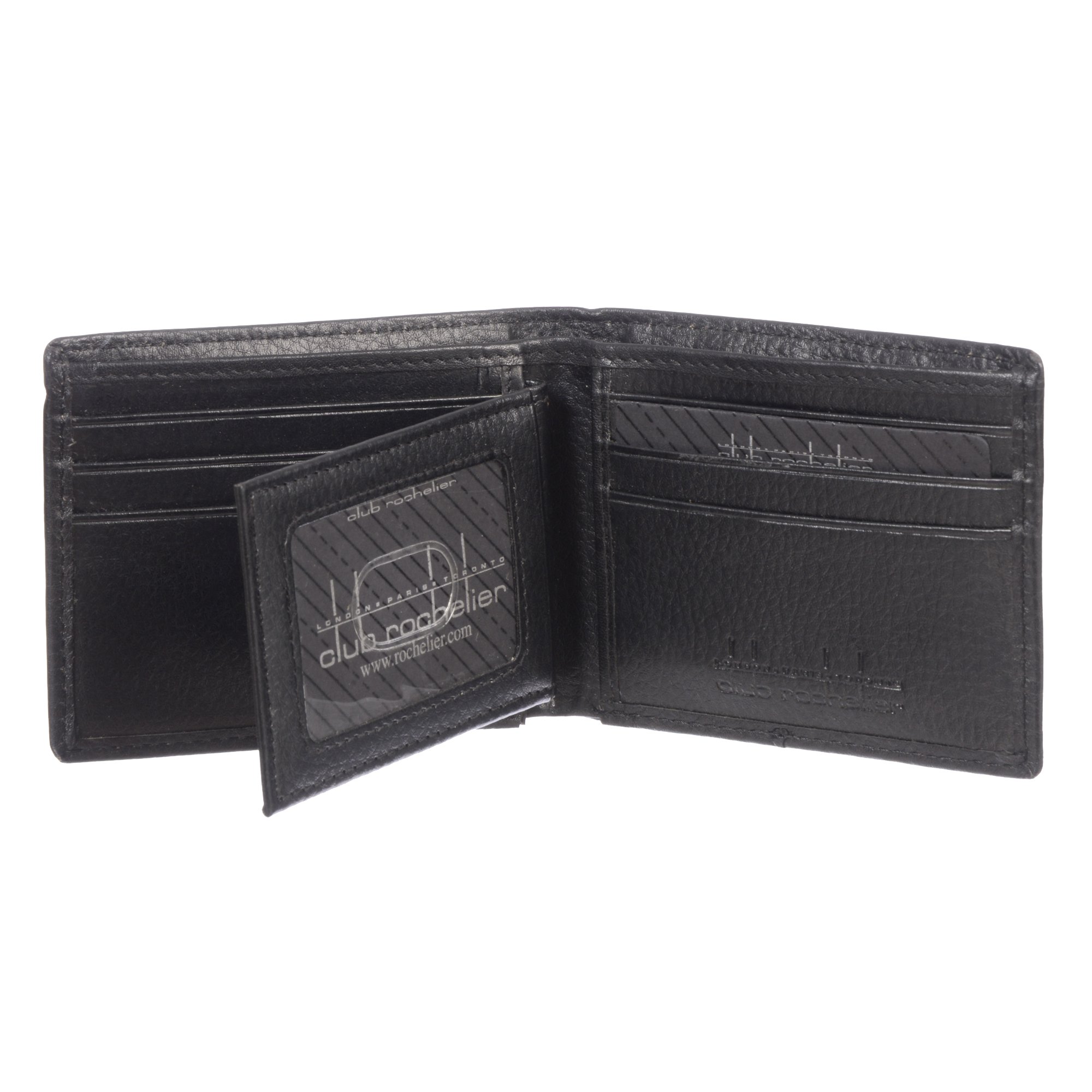 Men's Leather Slim Fold Wallet featuring 6 credit card slots, 2 ID windows, and a stylish CR embossed logo.