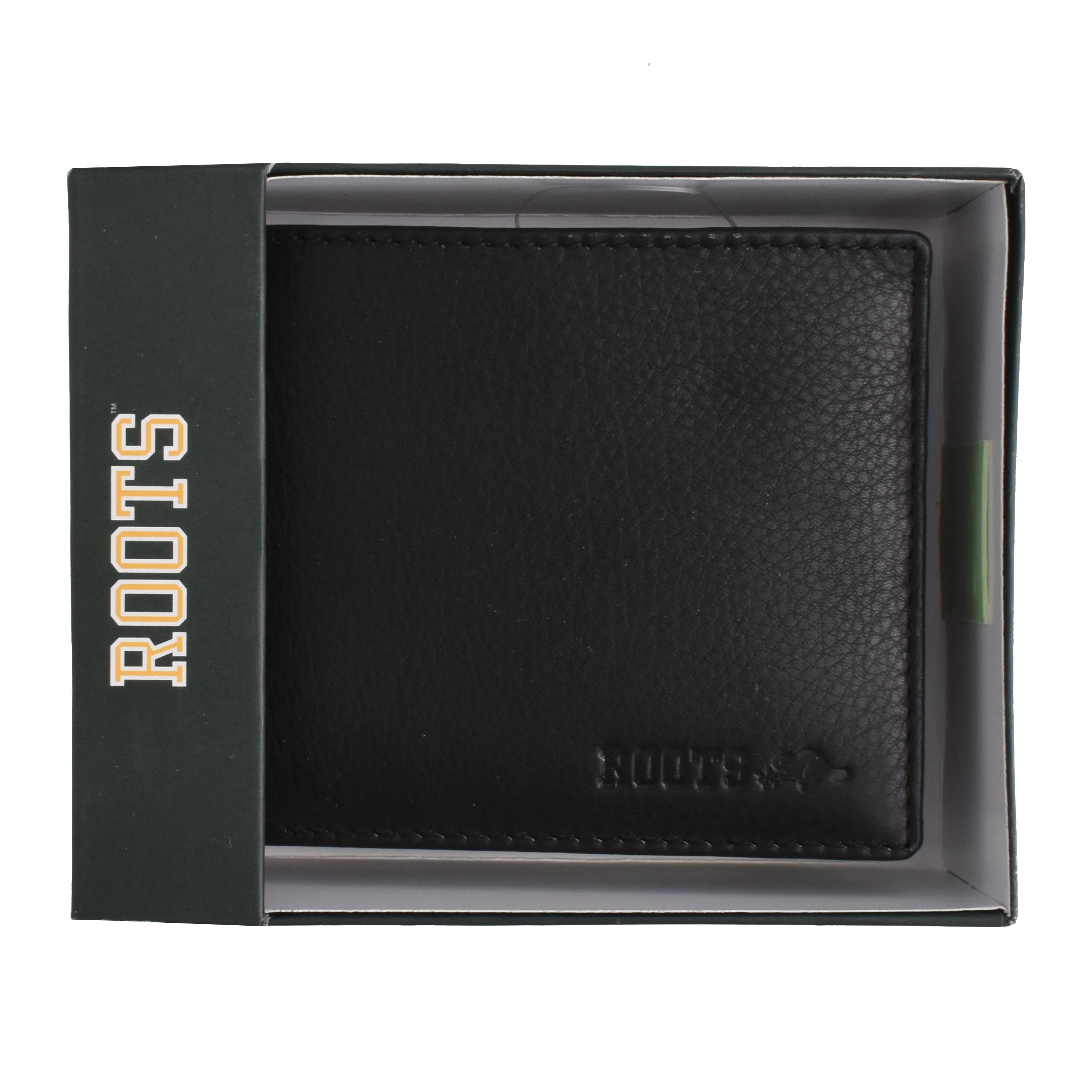 Men's Leather Slimfold RFID Wallet featuring a removable passcase, showcasing multiple card slots and a billfold divider.