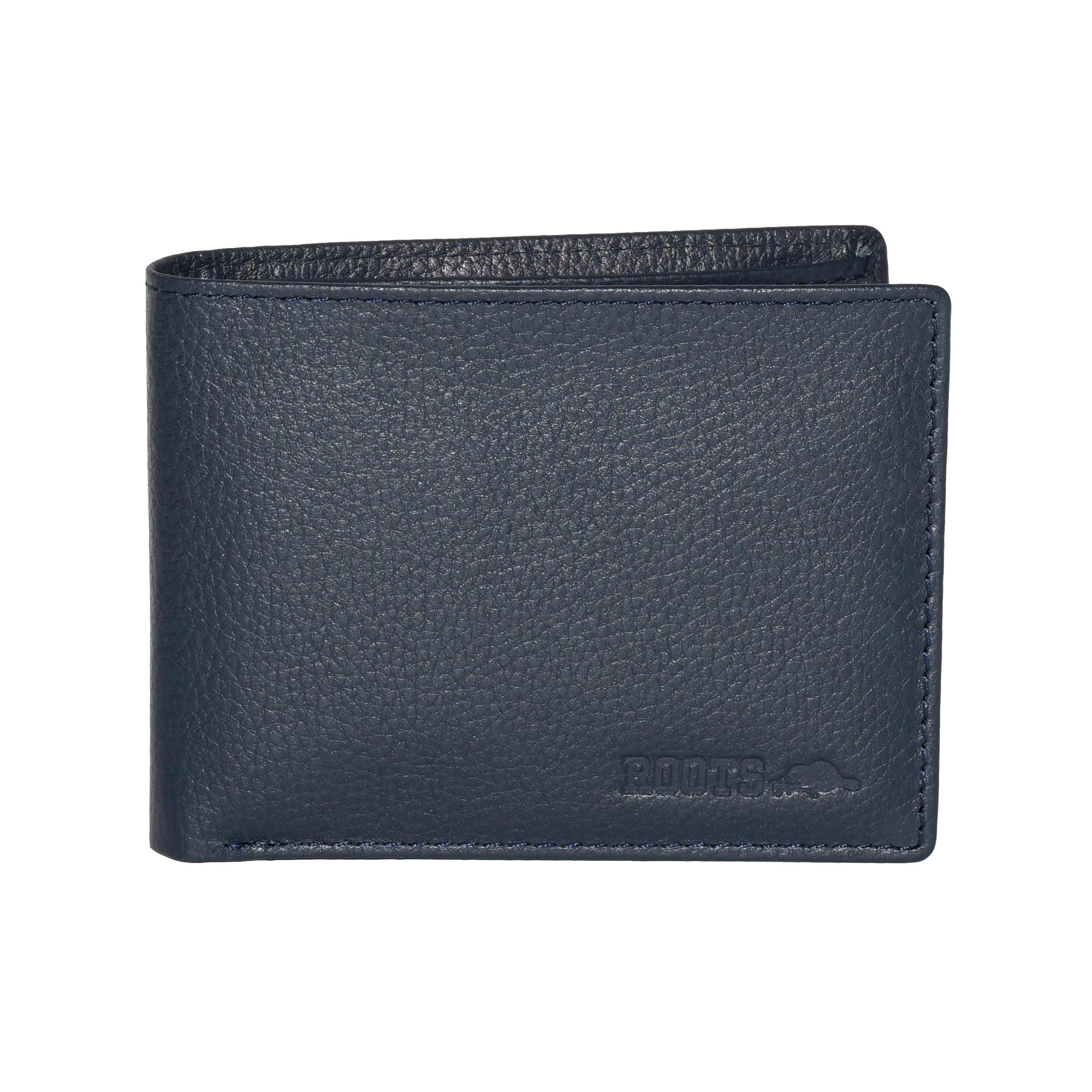 Men's Leather Slimfold RFID Wallet featuring a removable passcase, showcasing multiple card slots and a billfold divider.