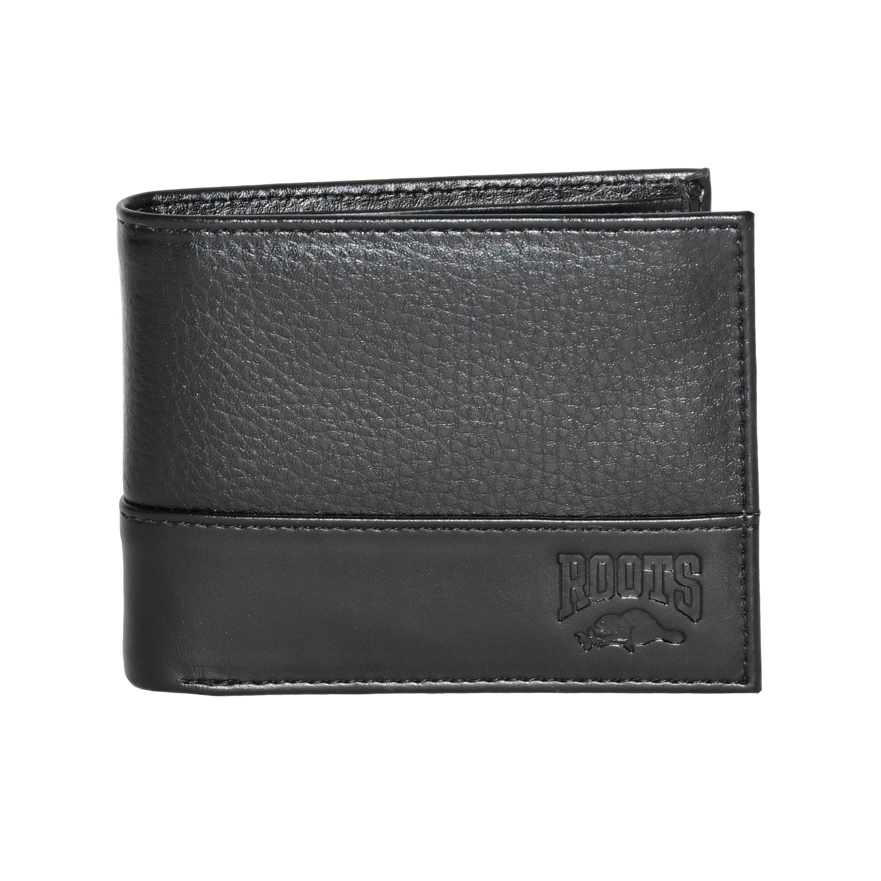 Men's Slim Billfold Wallet in durable polyurethane with sleek design, featuring credit card slots and bill compartment.